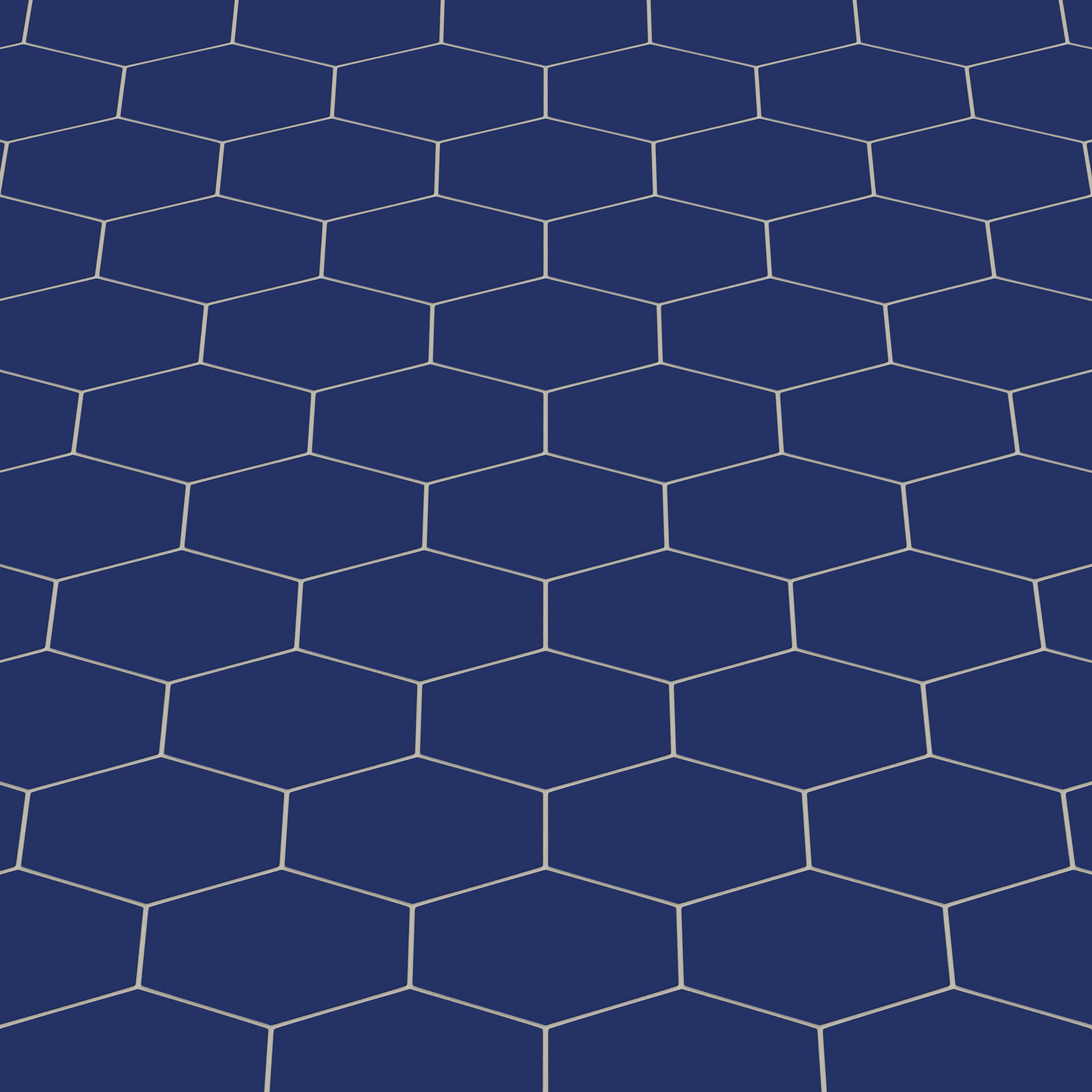 Elongated Hexagon Natural Press Ceramic Tile in Ultramarine Matte