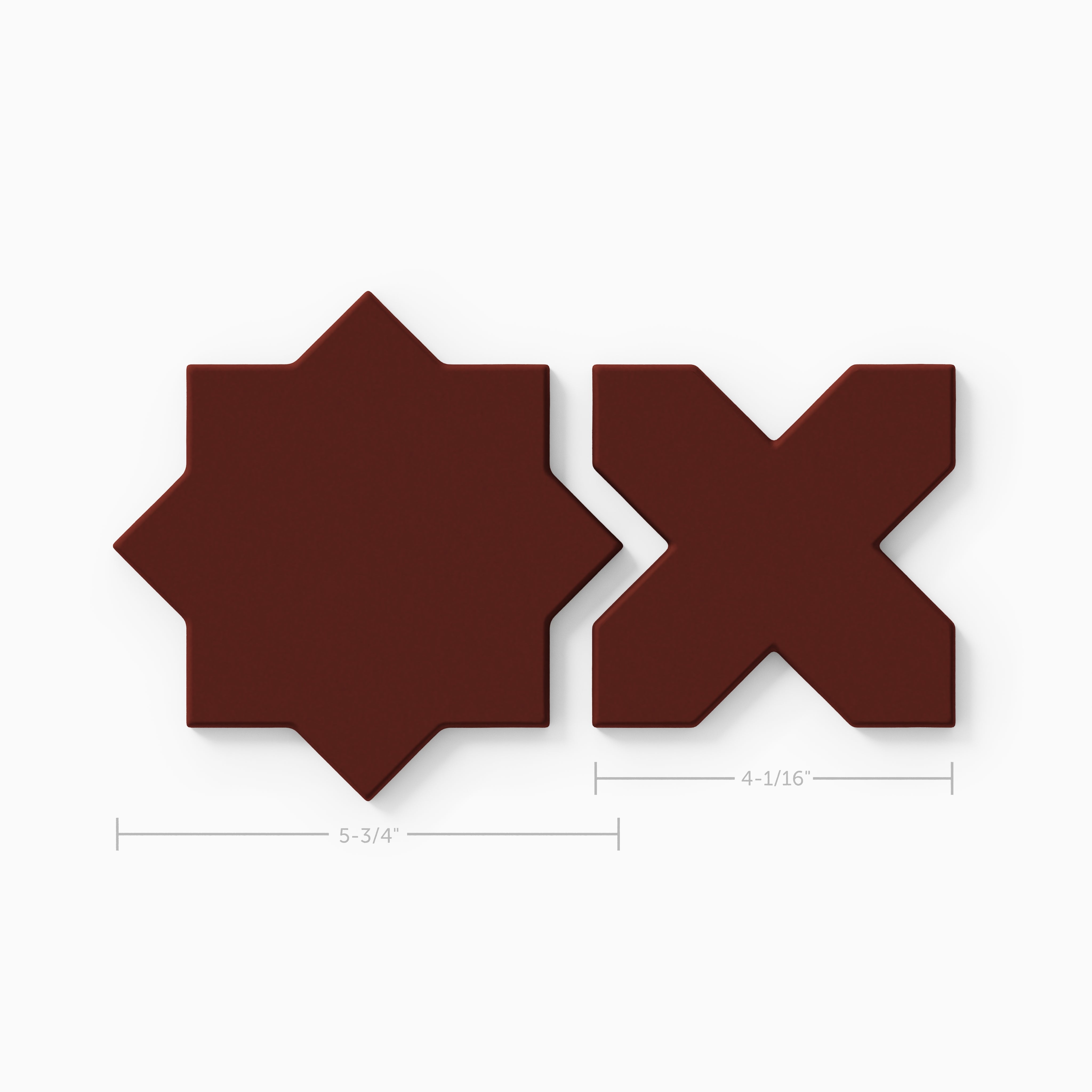 Mini Star & Cross Original Ceramic Tile in Vintage Leather Matte