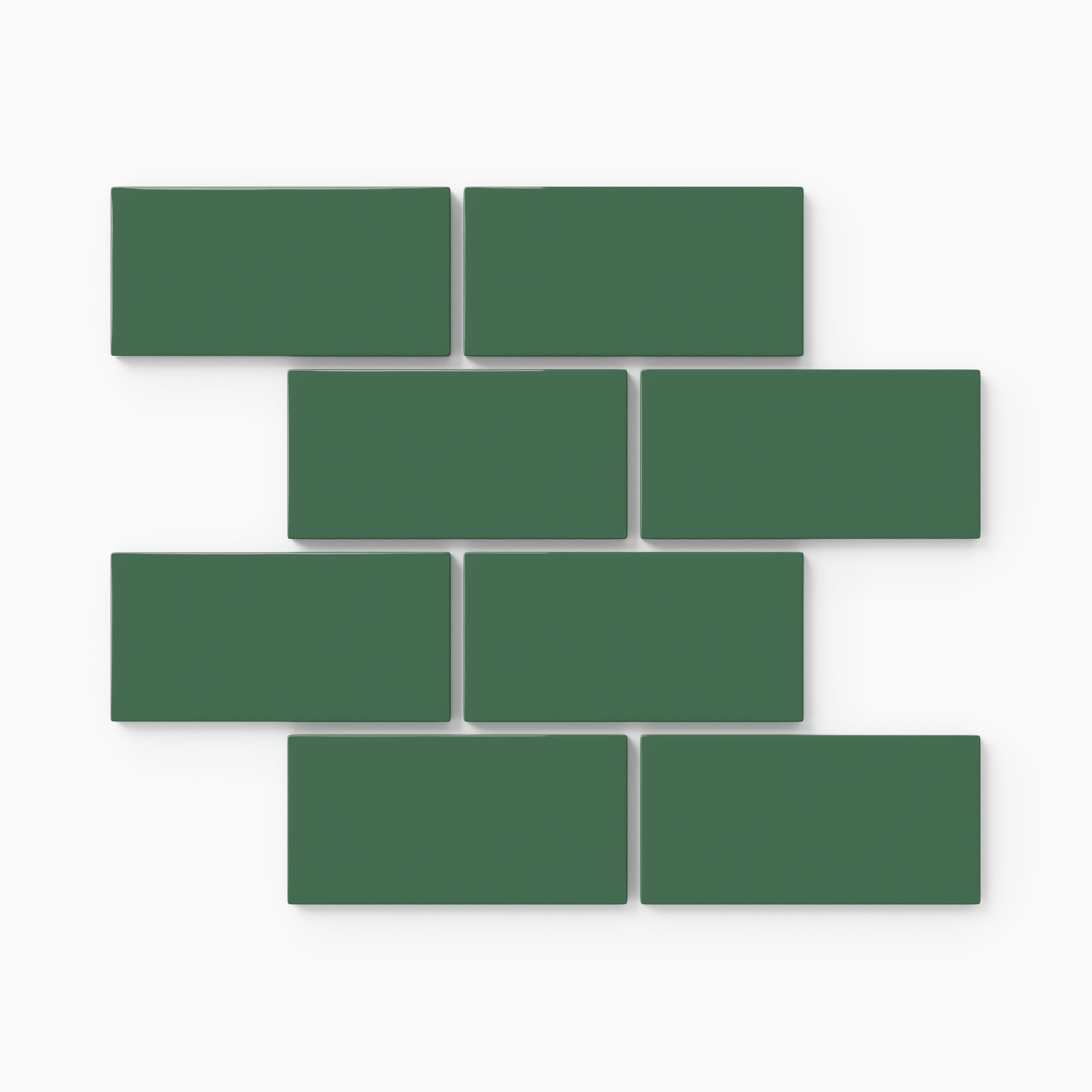 2x4 Half Offset Sheeted Natural Press Ceramic Mosaic Tile in Viridian Gloss
