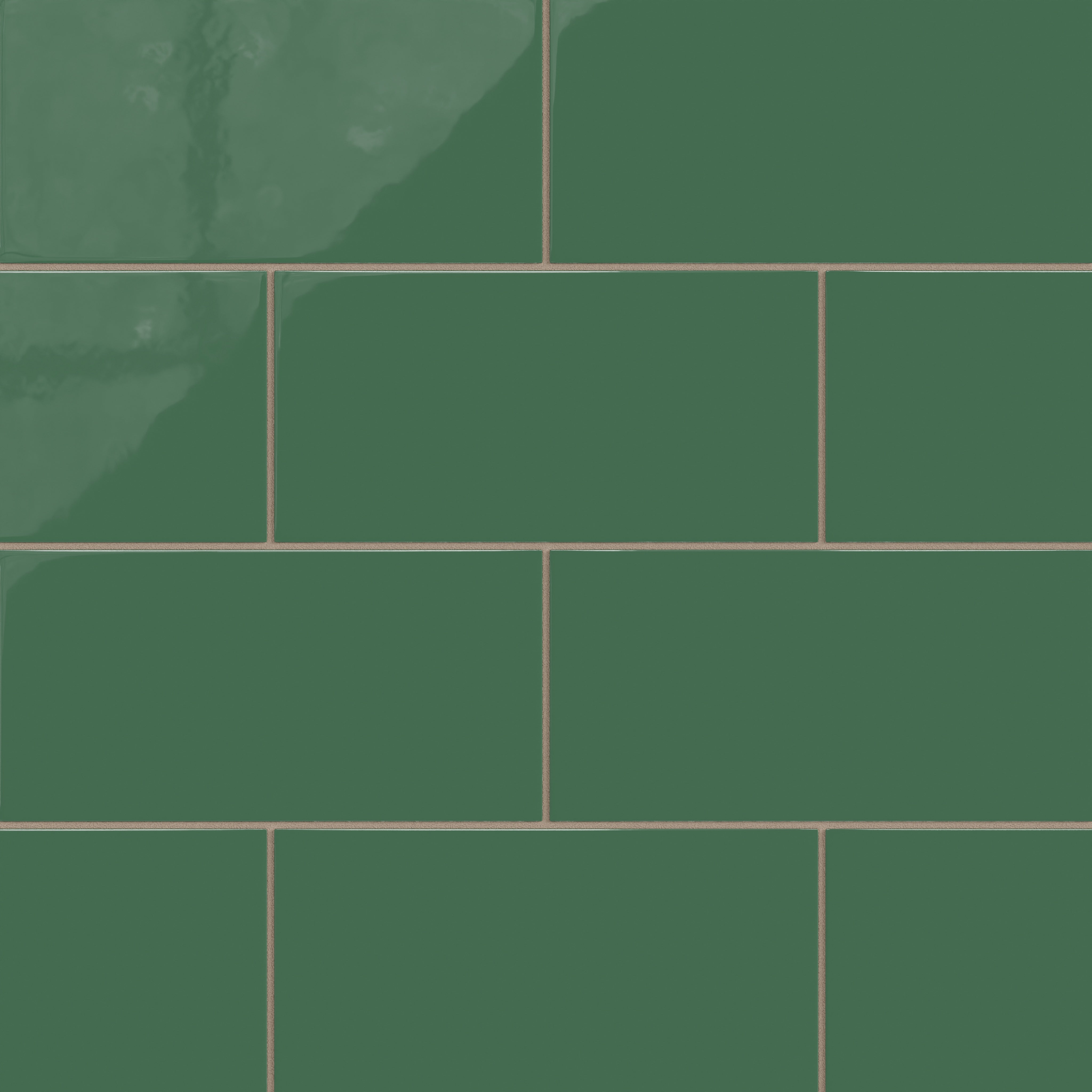 6x12 Natural Press Ceramic Tile in Viridian Gloss