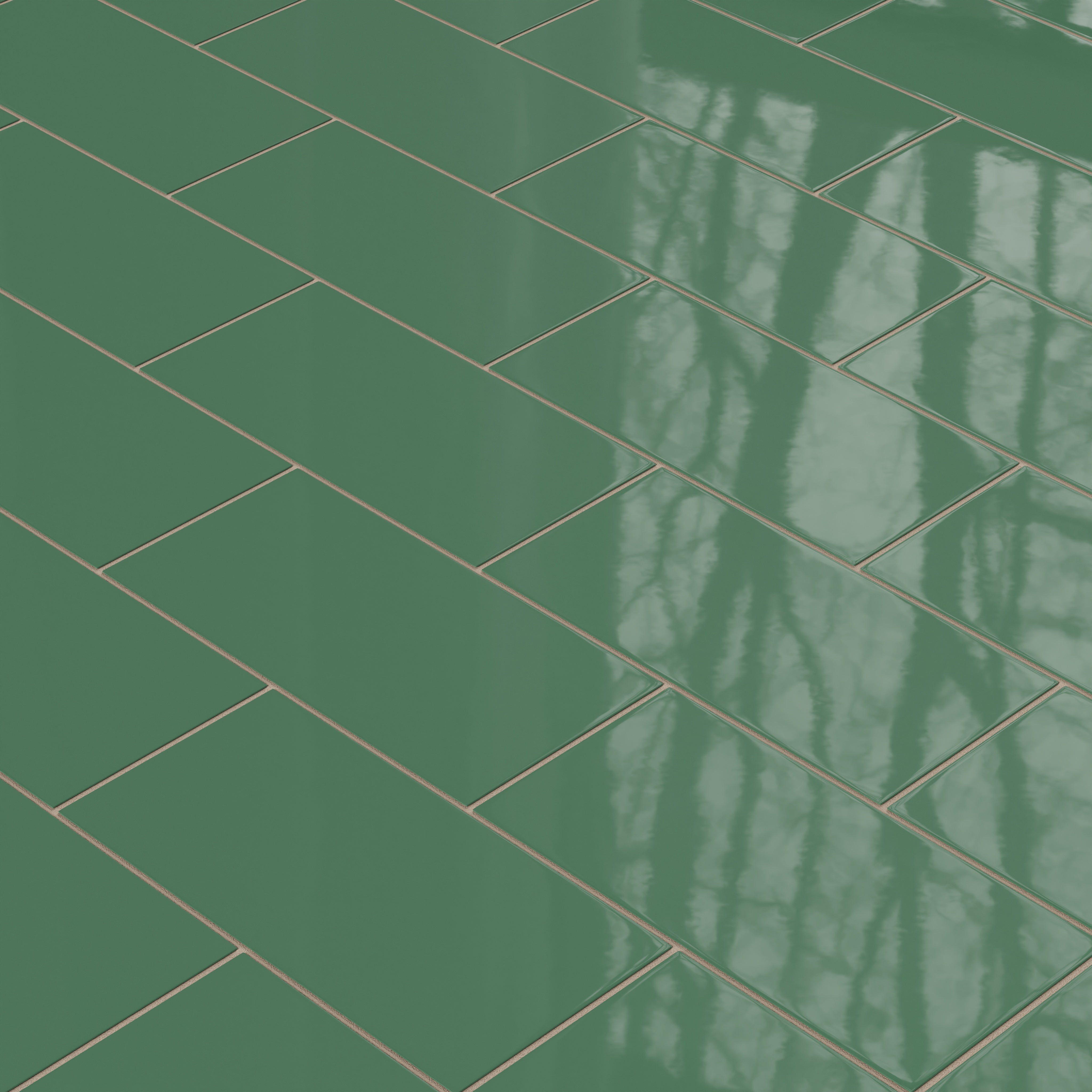 6x12 Natural Press Ceramic Tile in Viridian Gloss
