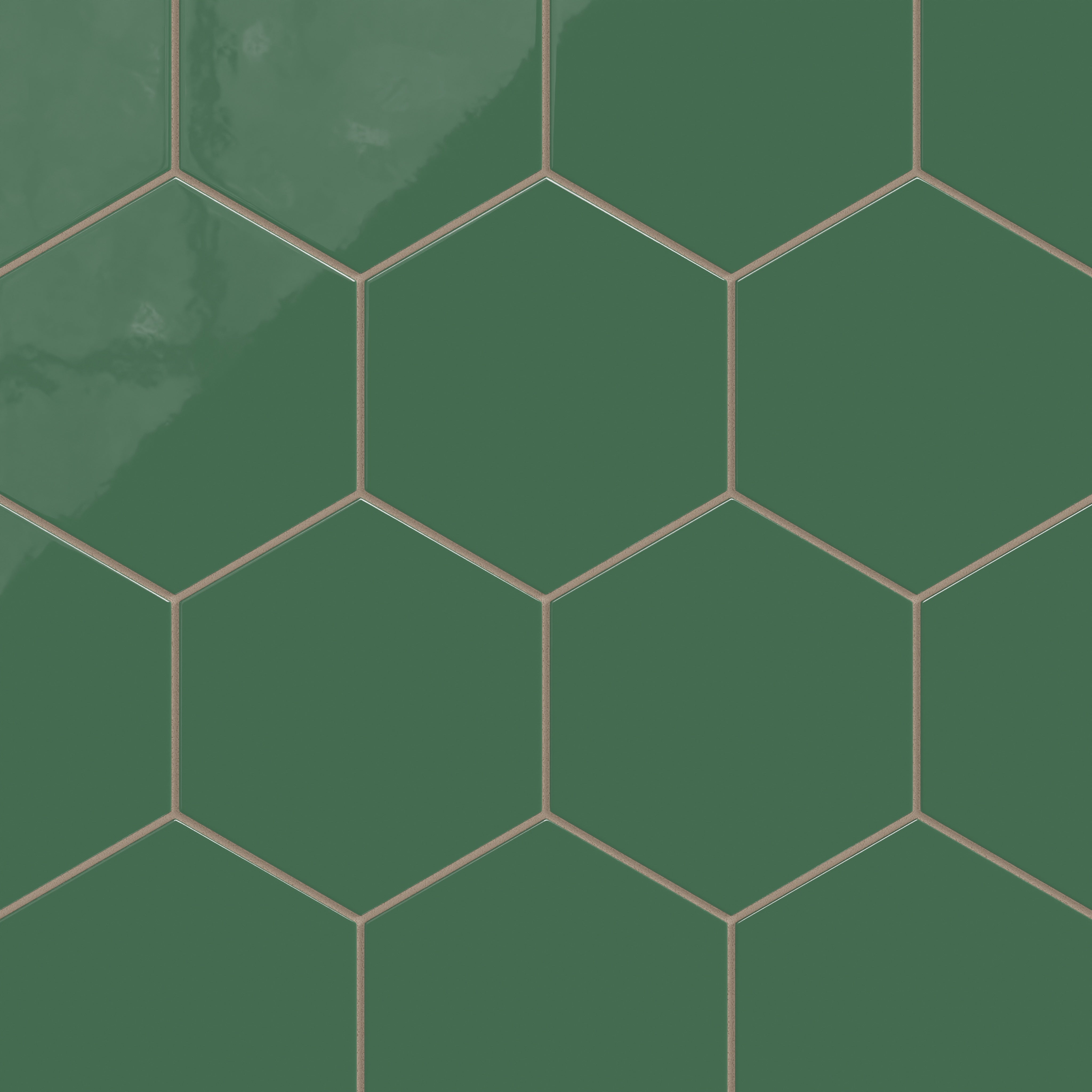 8" Hexagon Natural Press Ceramic Tile in Viridian Gloss