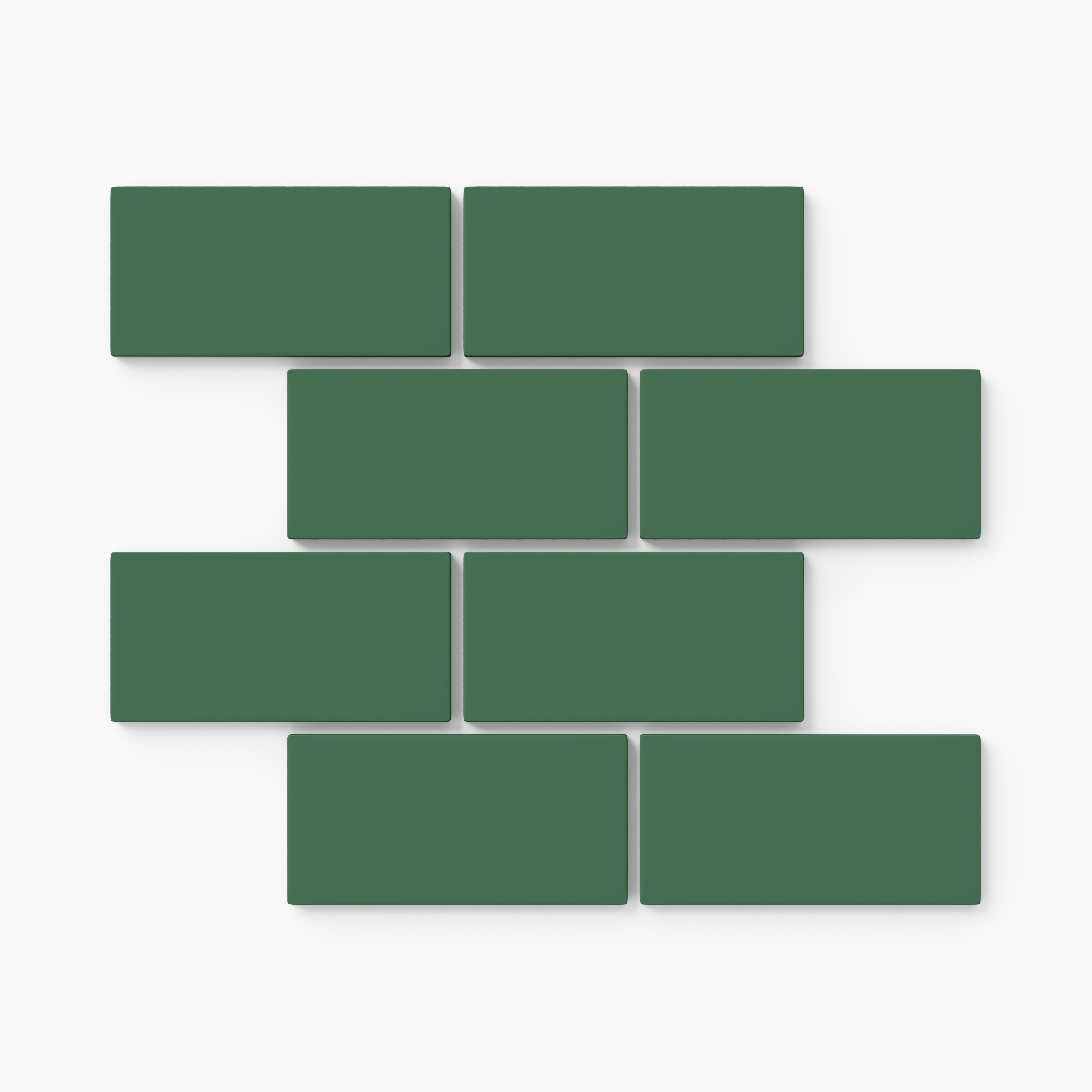 2x4 Half Offset Sheeted Natural Press Ceramic Mosaic Tile in Viridian Matte