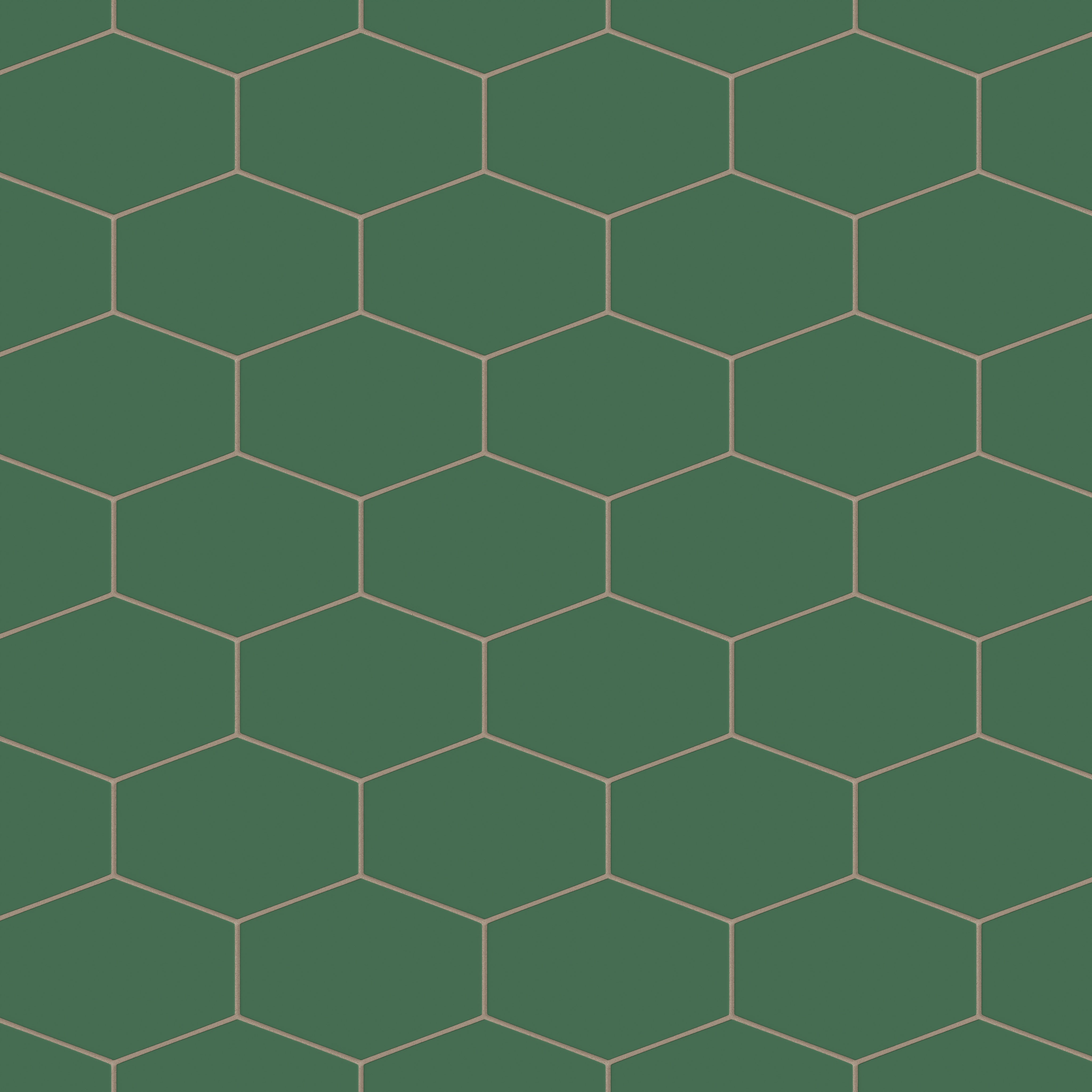 Elongated Hexagon Natural Press Ceramic Tile in Viridian Matte