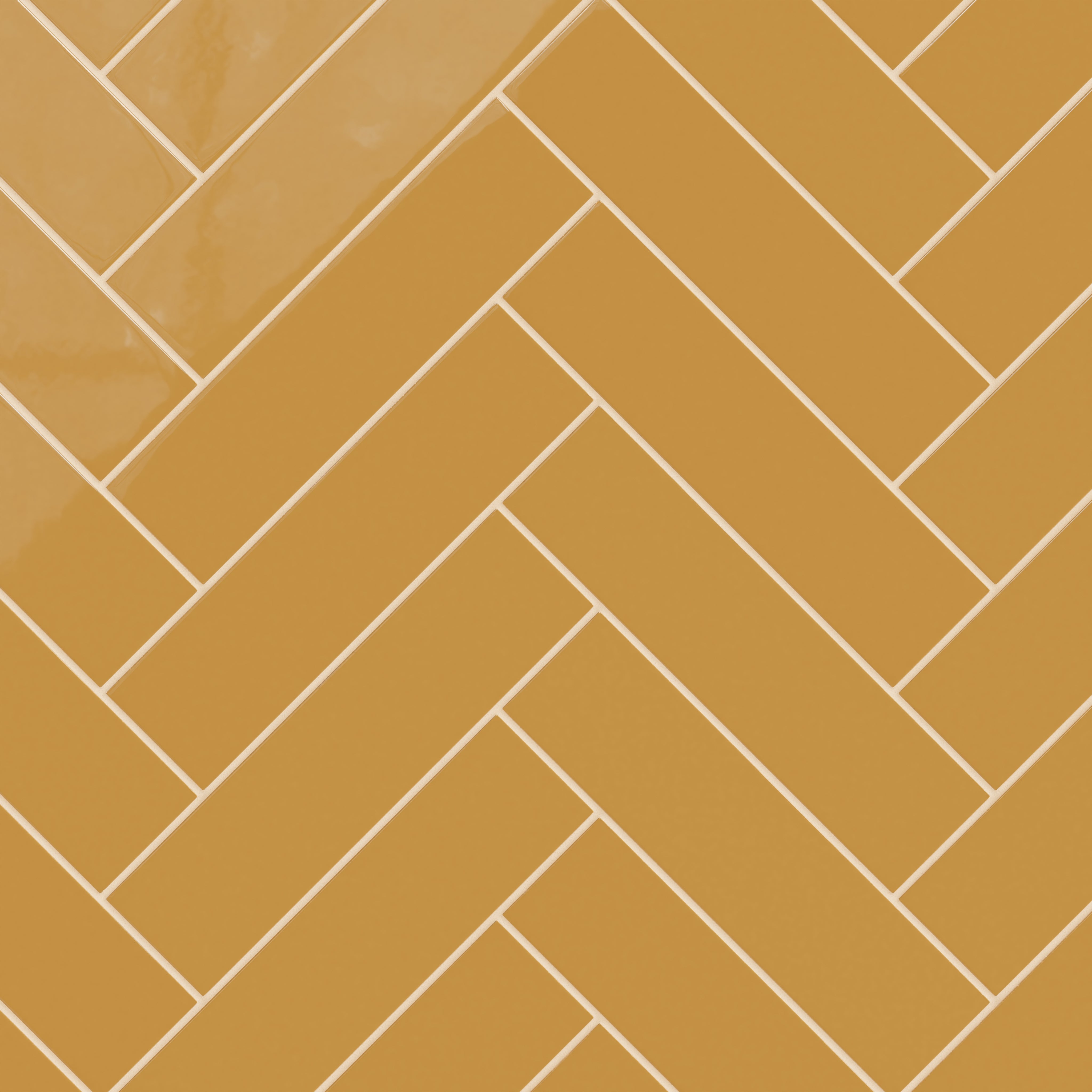 3x12 Natural Press Ceramic Tile in Yellow Ochre Gloss