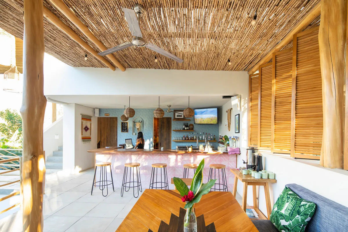 2018 Img Commercial Hi Res Rights Fc239794 Janice Camp Nomadic Nosara Nomadic Hotel Lobby Backsplash Feature Wall Ceramic Picket Braid Morning Thaw Niche 1