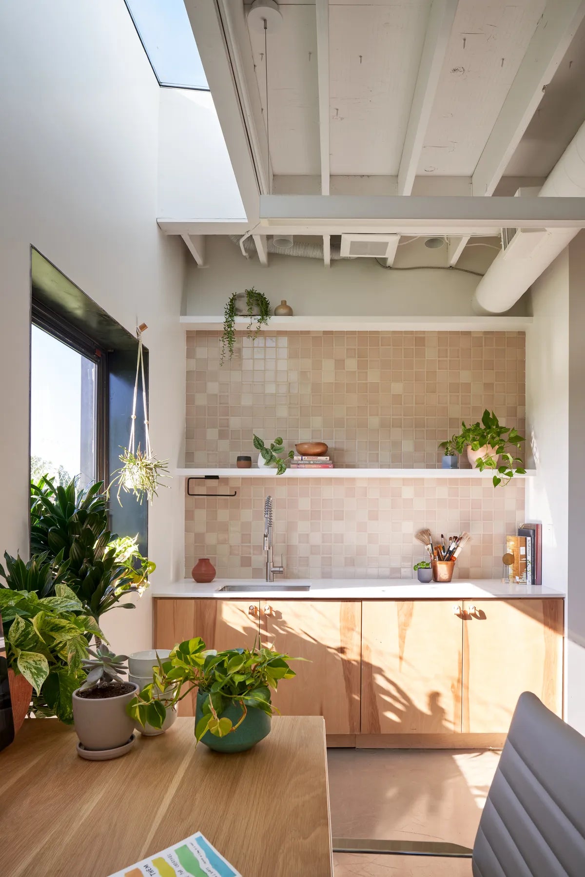 2019 Q3 Image Commercial Full Rights Influencer Project  The Commune Austin Claire Zinnecker Hunt Architecture Image Leonid Furmansky Office Kitchen Backsplash Tile 3X3 Straight Set Sand Dune Full Fc 254871