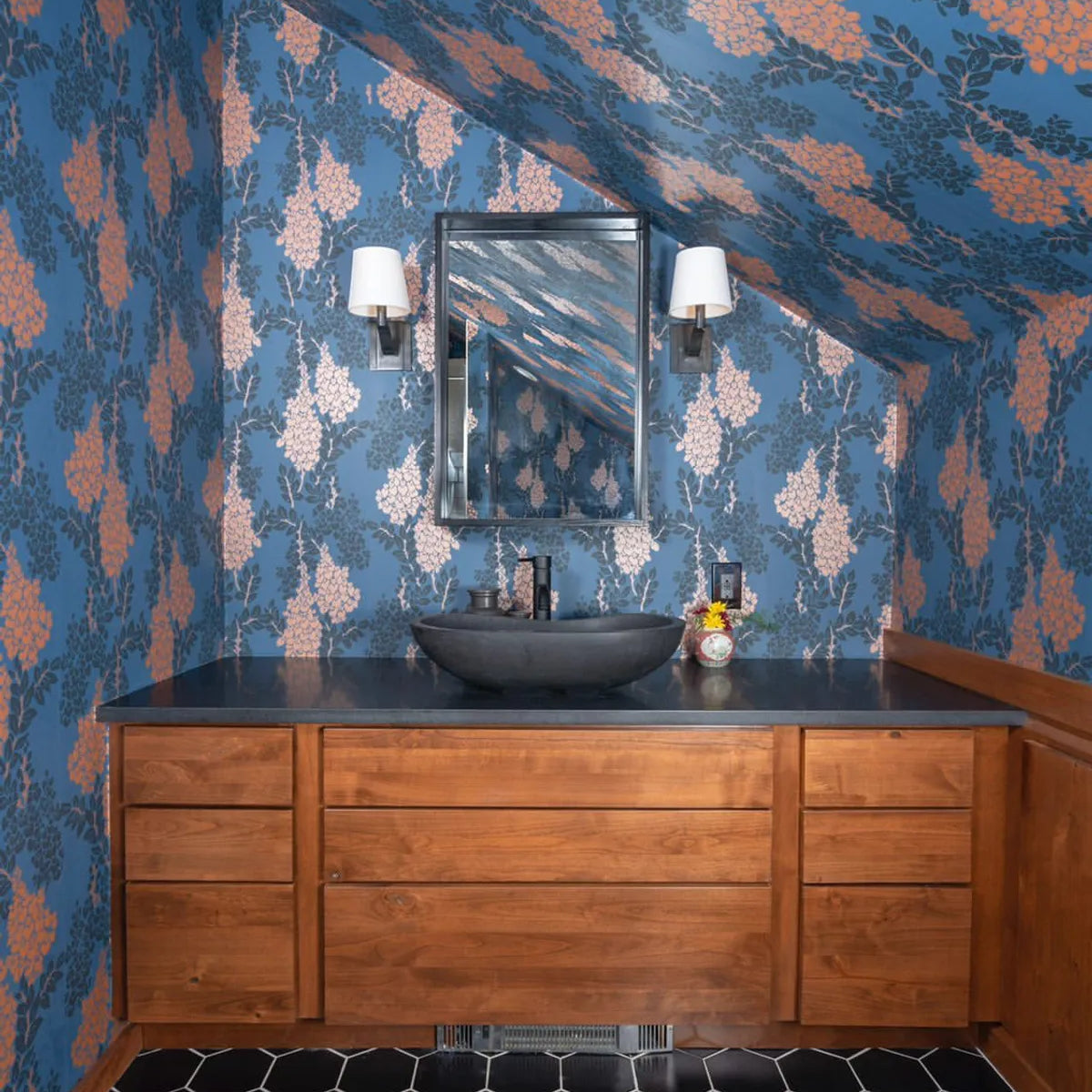 Zosia Mamet Cabin: Black Hexagon Floor Tile - Fireclay Tile