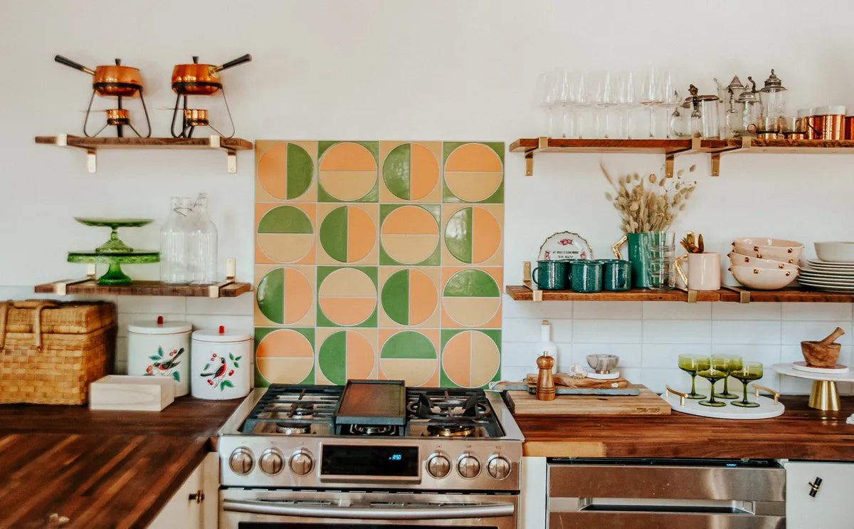 2020 Img Residential Hi Res Influencer Claire Thomas Kitchy Cabin Kitchen Backsplash Tile Handpainted Agrarian Harvest Custom Sorbet Sunflower Spruce Gloss 2 Fc223504