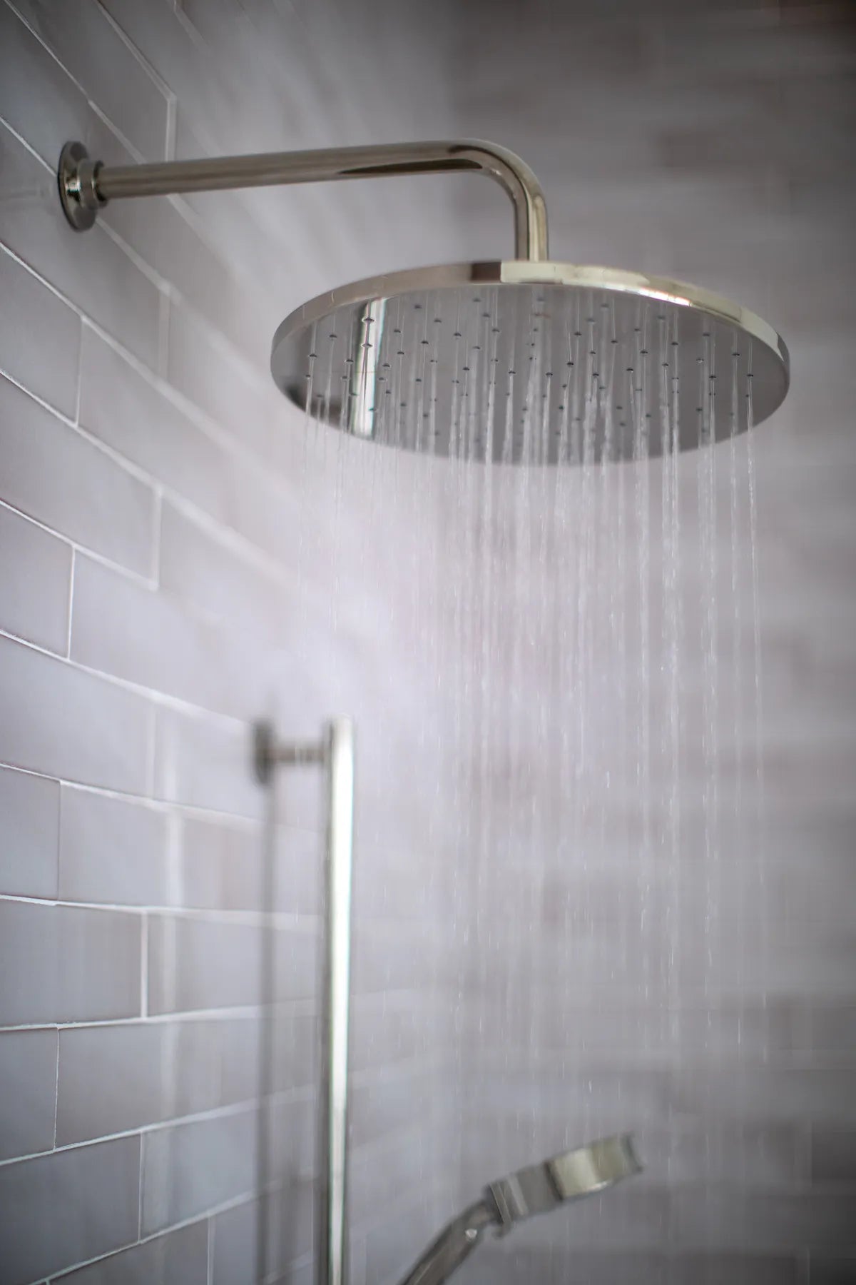 2021 img hi res rights commercial influencer design studio den den swift studios prop workshop bathroom shower walls tile 3x12 offset pan floor 3 hexagon dust storm FC415289 8