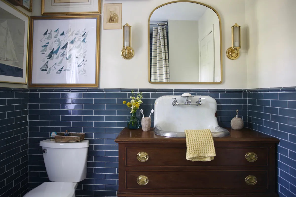 2021 img prepford wifes victoria ford photo marcus ford ORC bathroom tile floor mosaic sheeted straight set 1x1 daisy loose mustard seed dusty bue velvet green FC 436413 3