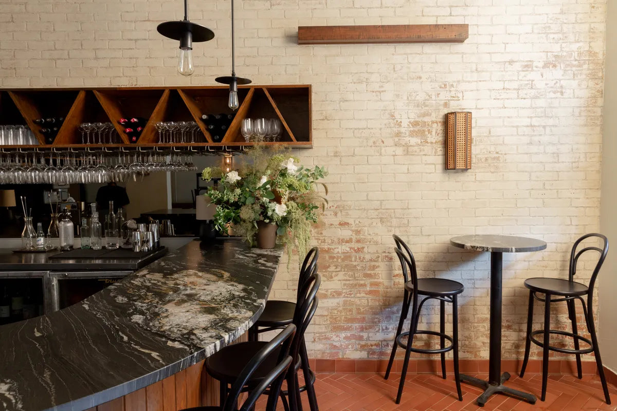 2021 img rights hi res commercial influencer design photo madelynn furlong Myriel restaurant floor tile bar 3x12 herringbone cove base straight top inside corner round top FC398633 1