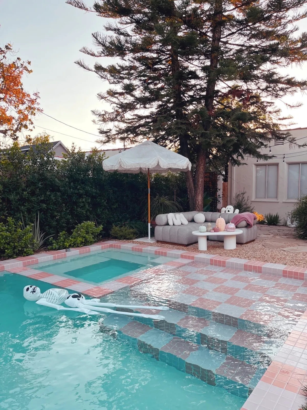 Samantha Klein: Spooky Checkered Pink Pool Tile
