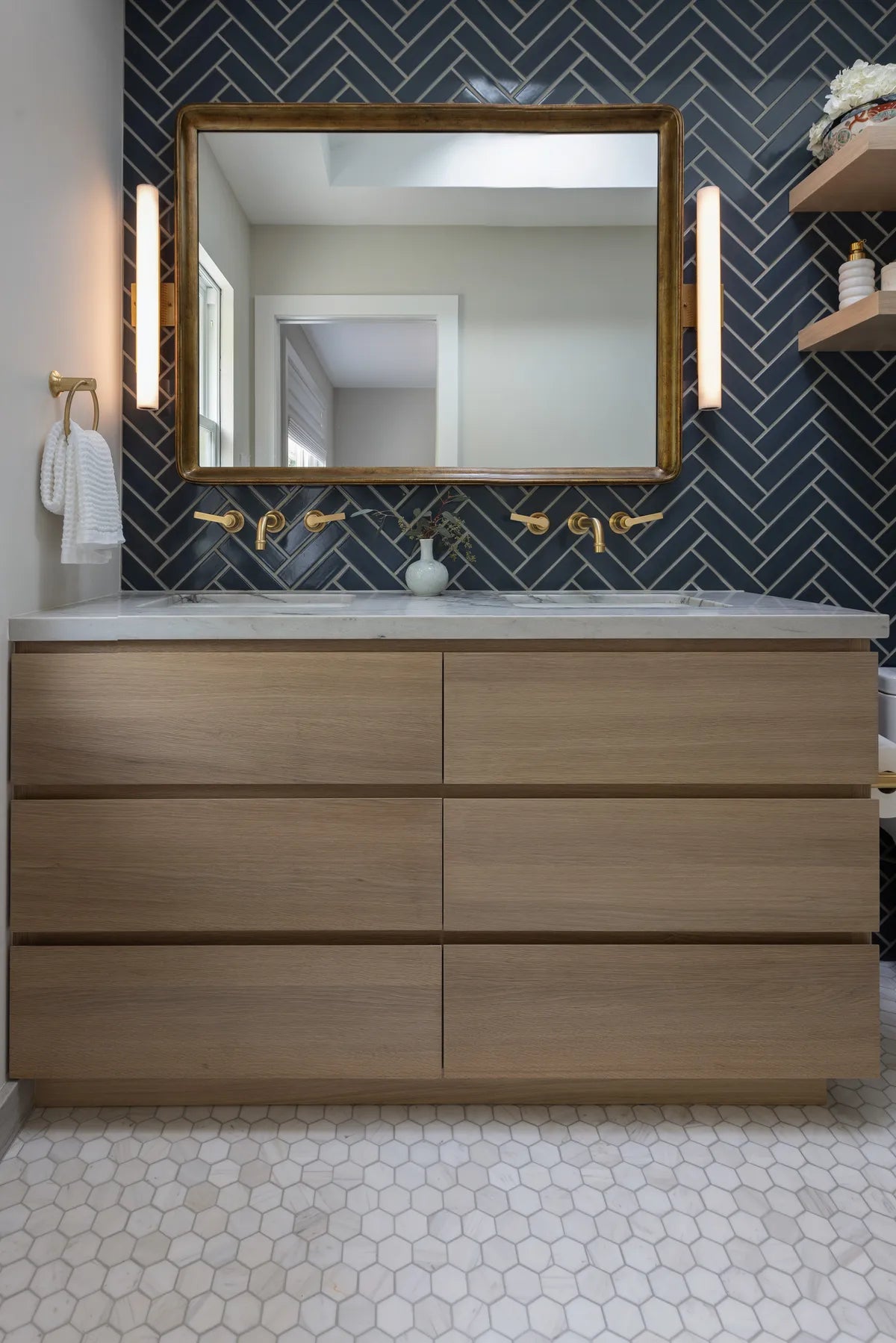 2022 lo res full rights print collected studio design sen creative photo bathroom vanity accent wall herringbone nautical ceramic 2x8 FC519670