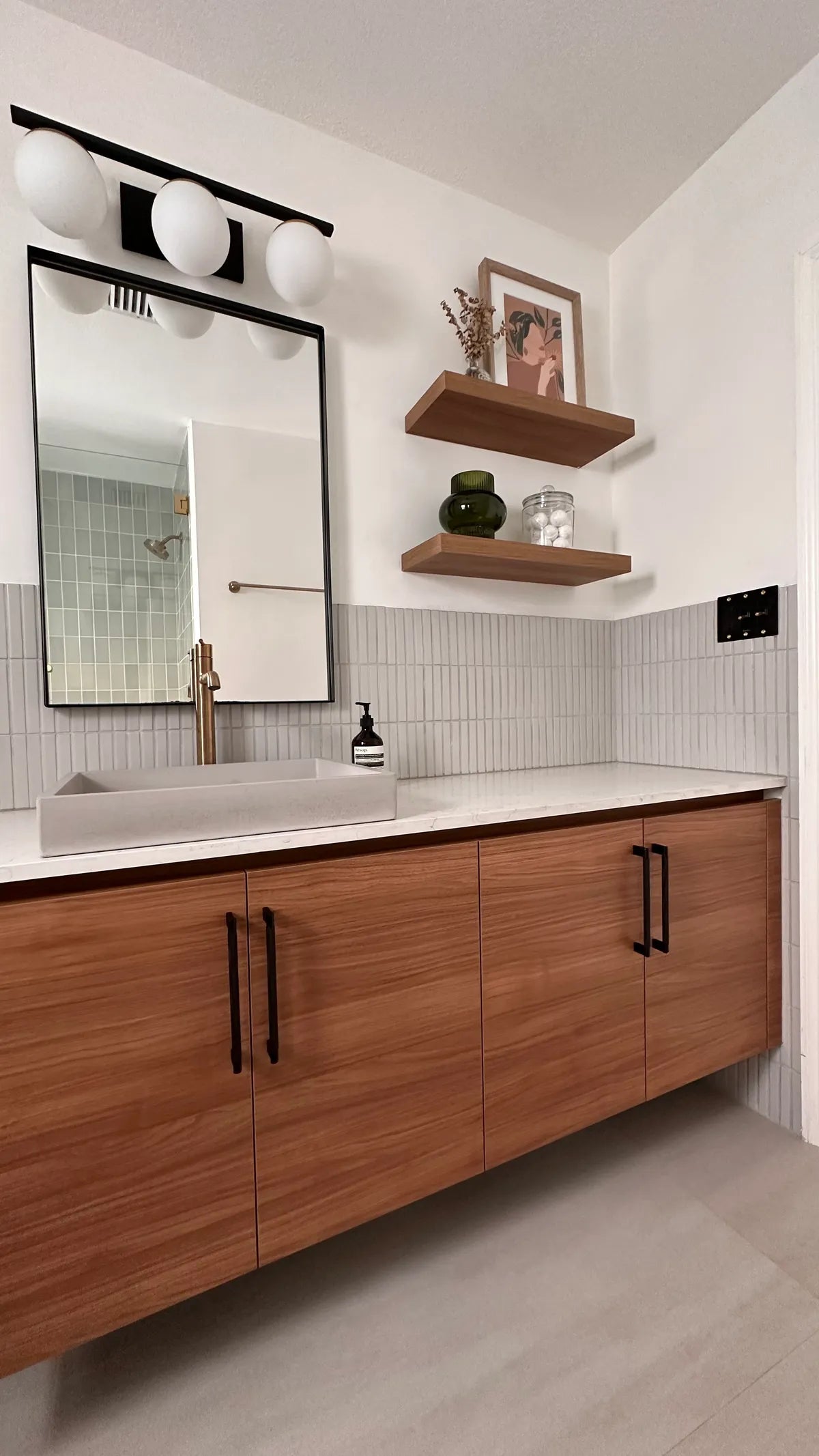 Modern green grey bathroom shower backsplash tile 5