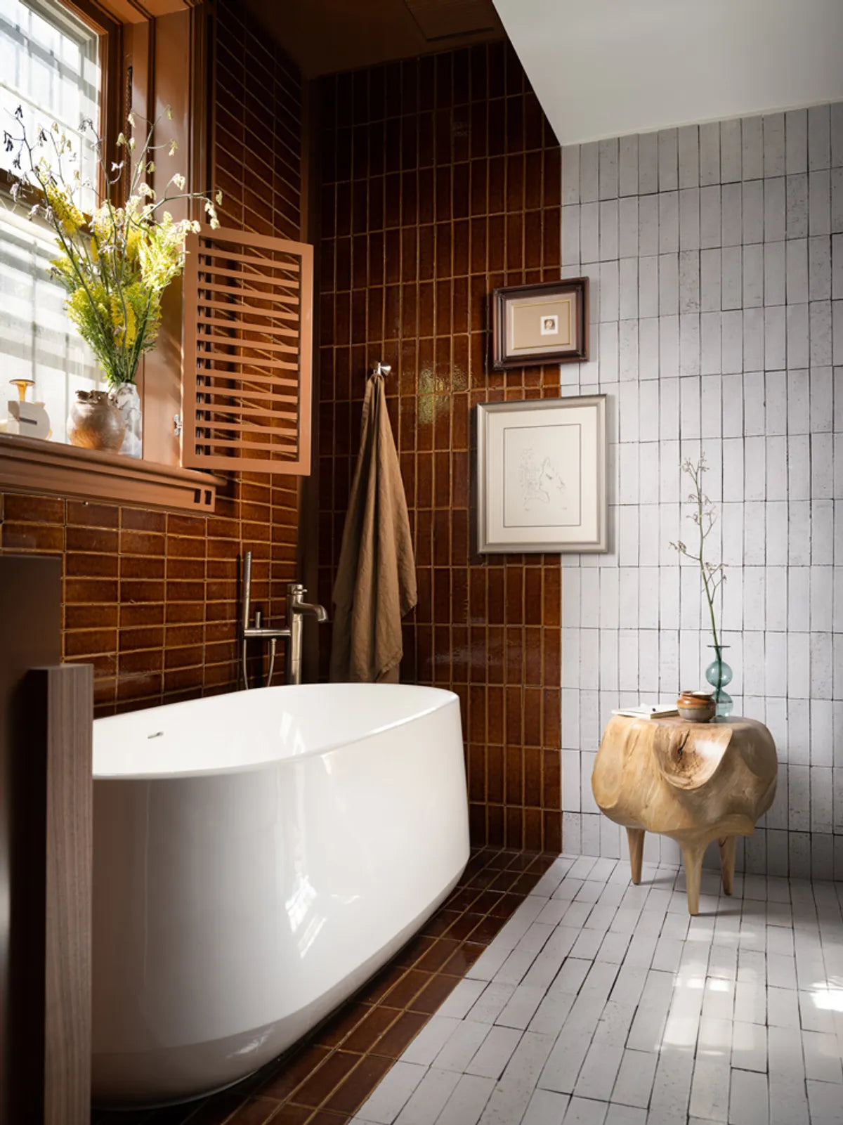 Modern red white brick bathroom floor wall tile 2