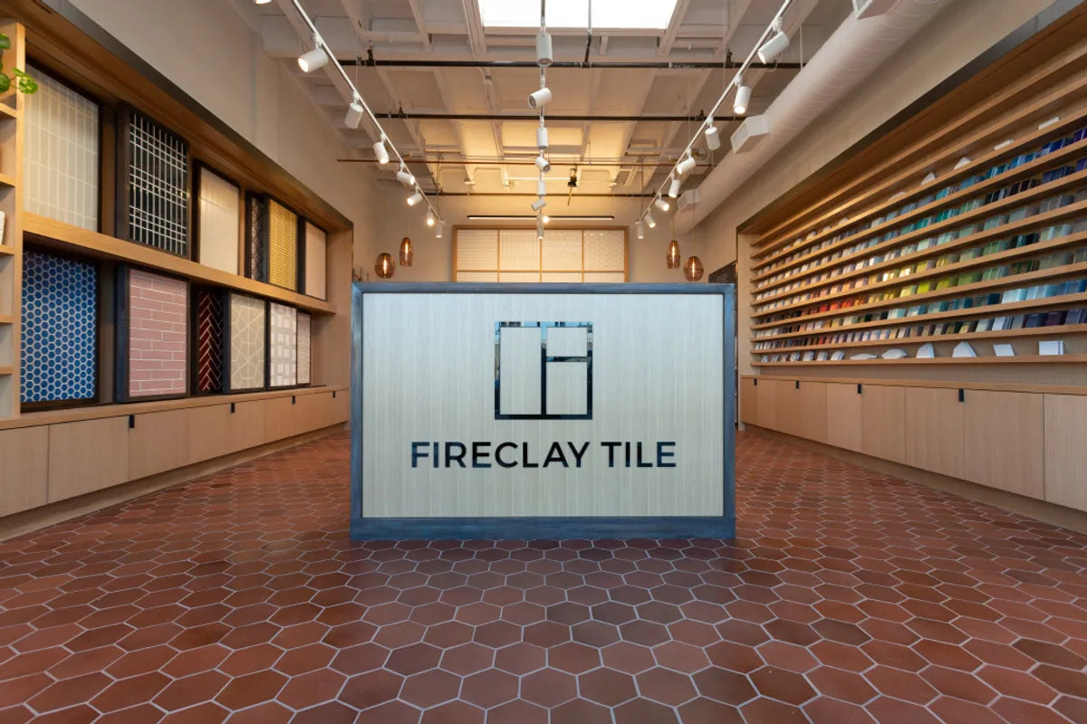 Berkeley Showroom Interior Sign Entrance BOXI Cabinets Antique Hexagon Floor Hennepin Light web