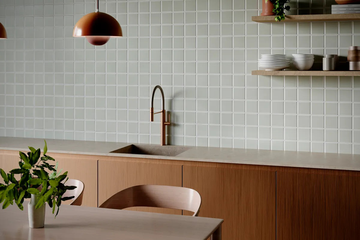Essentials Photorealistic Rendering Manzanita Satin 3x3 Mosaic Wall Backsplash 1