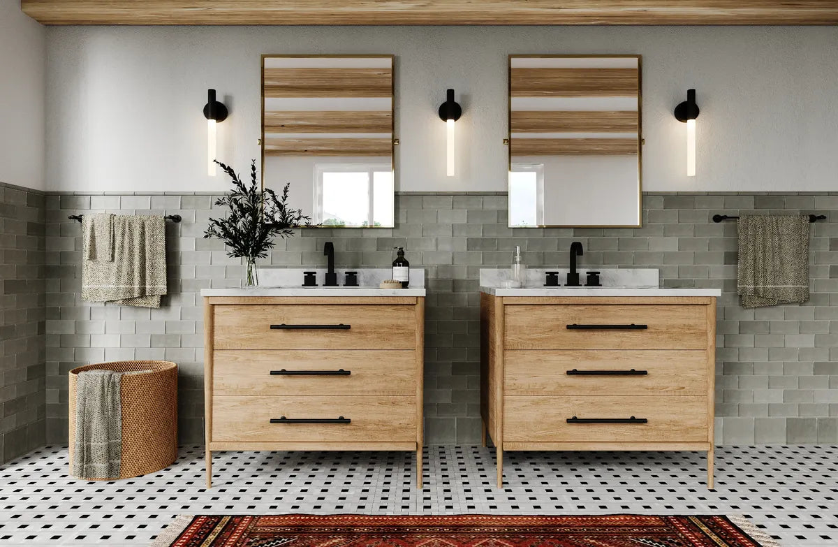Photorealistic Rendering Bathroom Vanity 3x6 Overcast Half Offset Cove Base Egret Condor Pinwheel