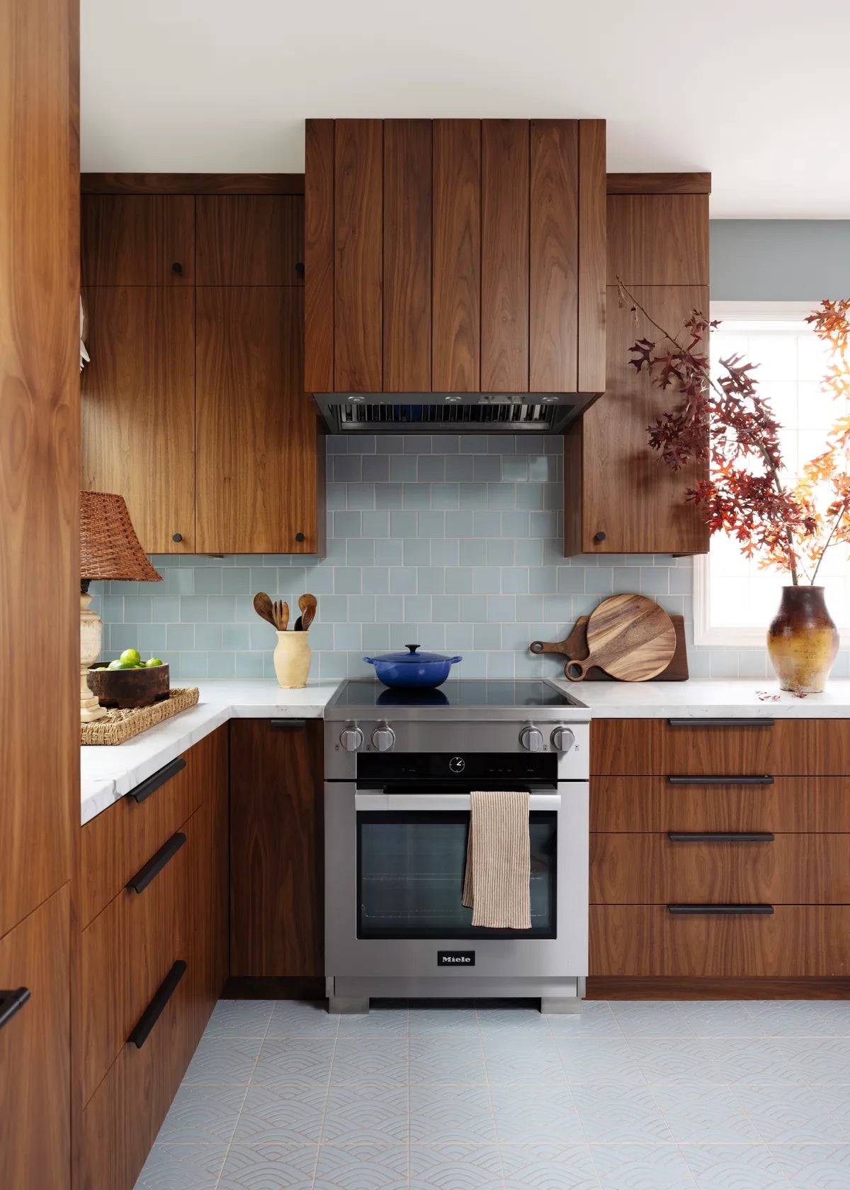 Modern organic blue subway backsplash tile 2