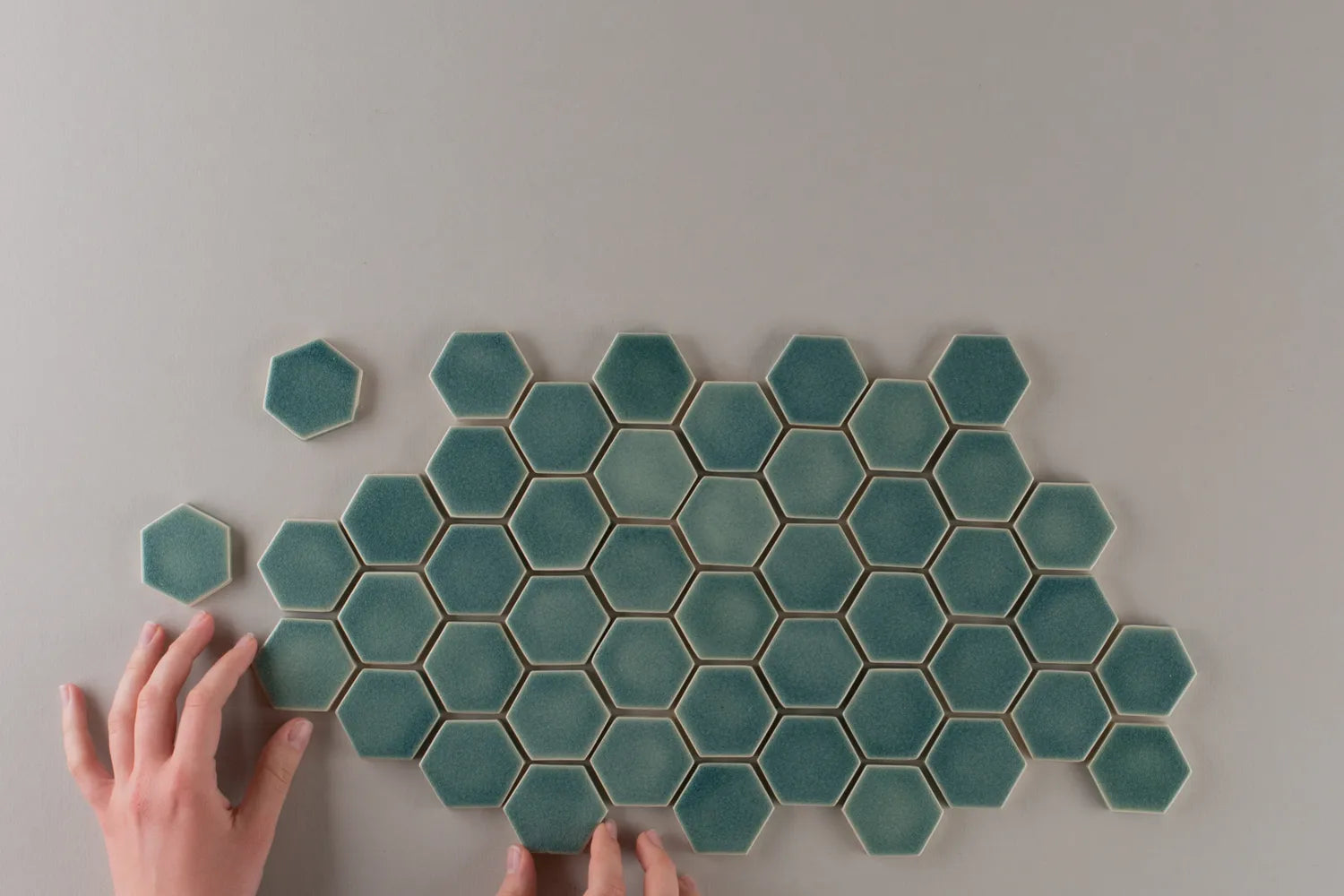 2 Hexagon Ceramic Mosaics Mosaics Sea Foam Tile 2