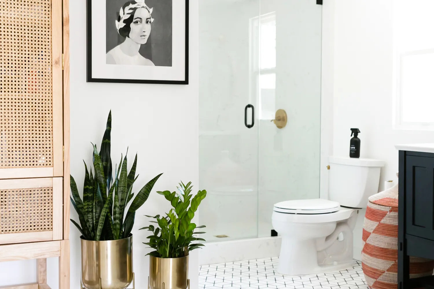 2017  Q2 Image Residential  Jaclyn  Johnson  Create  Cultivate  Monica  Wang  Photo Bathroom Floor Tile Mosaics Small Diamonds White Wash 3