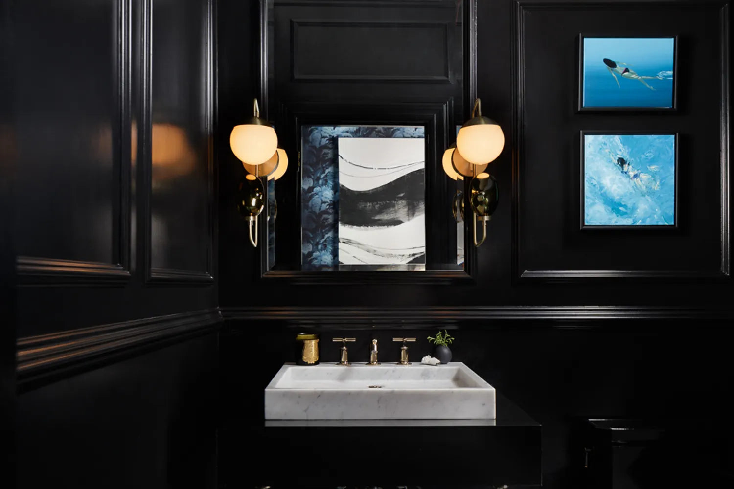 2017  Q2 Image Residential  Sf Decorators Showcase Benni Amadi Courtney Springer Powder Room Floor Tile Herringbone Adriatic Sea