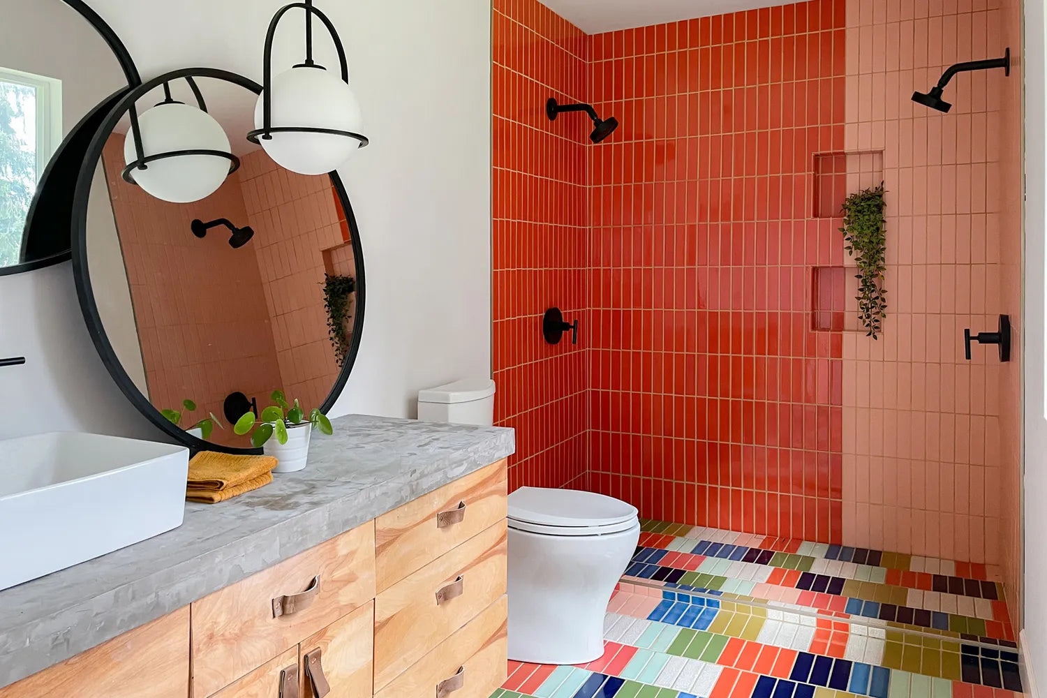 2021 IMG hi res residential influencer rights design Banyan bridges photo bathroom shower wall floor niche 2x8 Desert bloom mandarin ember mustard seed aesean sea lake tahoe lichen spruce gloss magnolia black patine 3