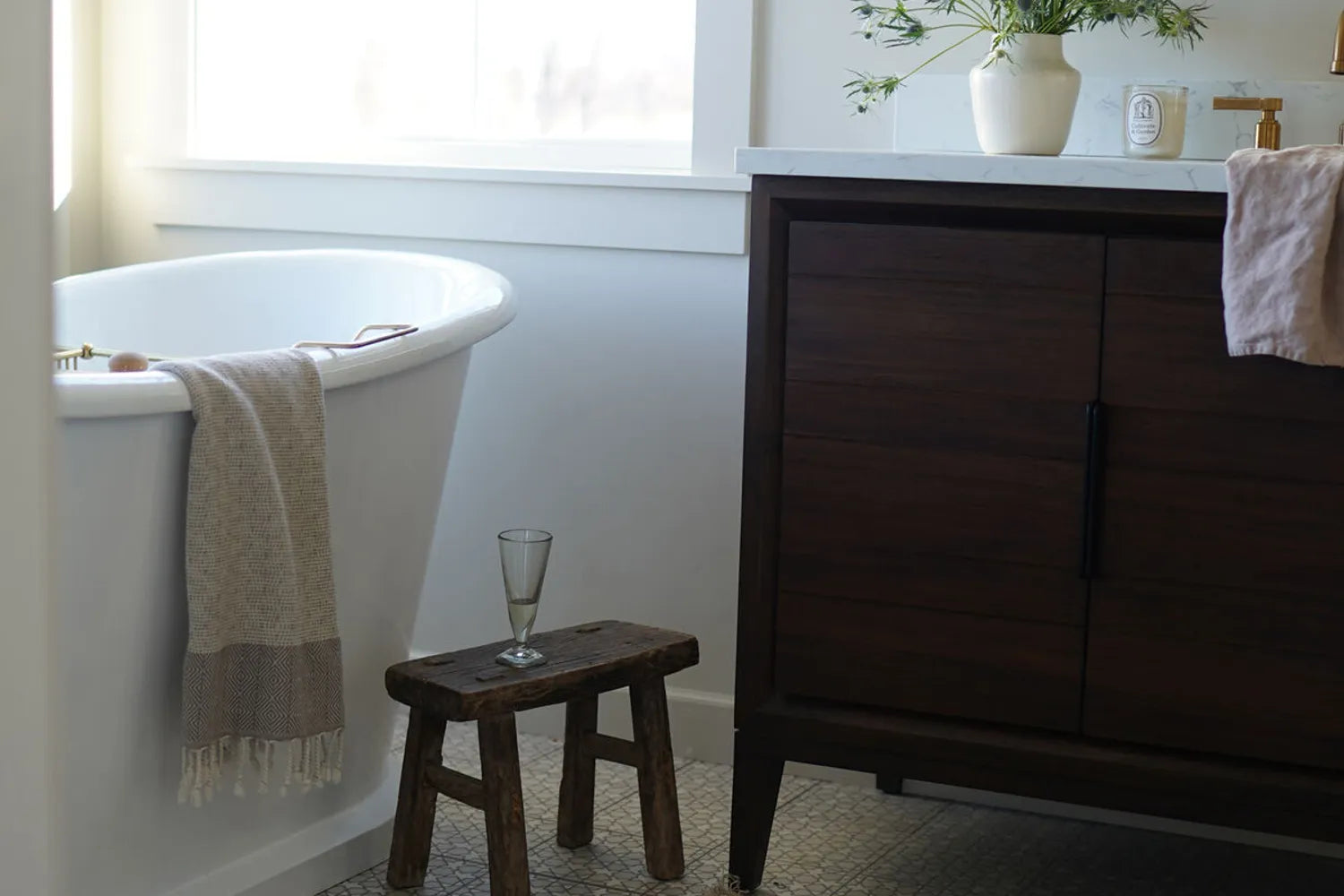 Bathrooms with Gray Tile Floor