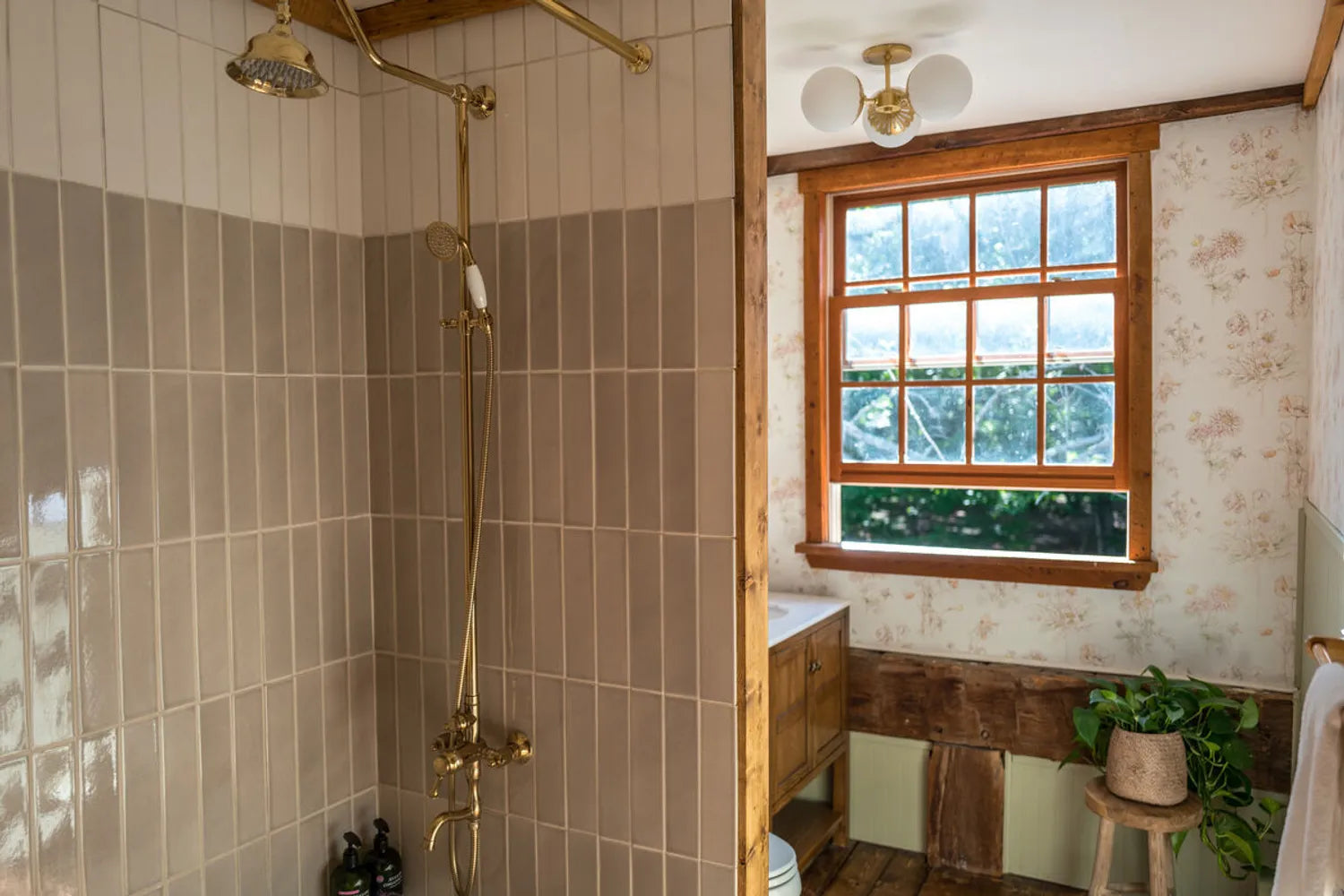 Farmhouse subway tile shower
