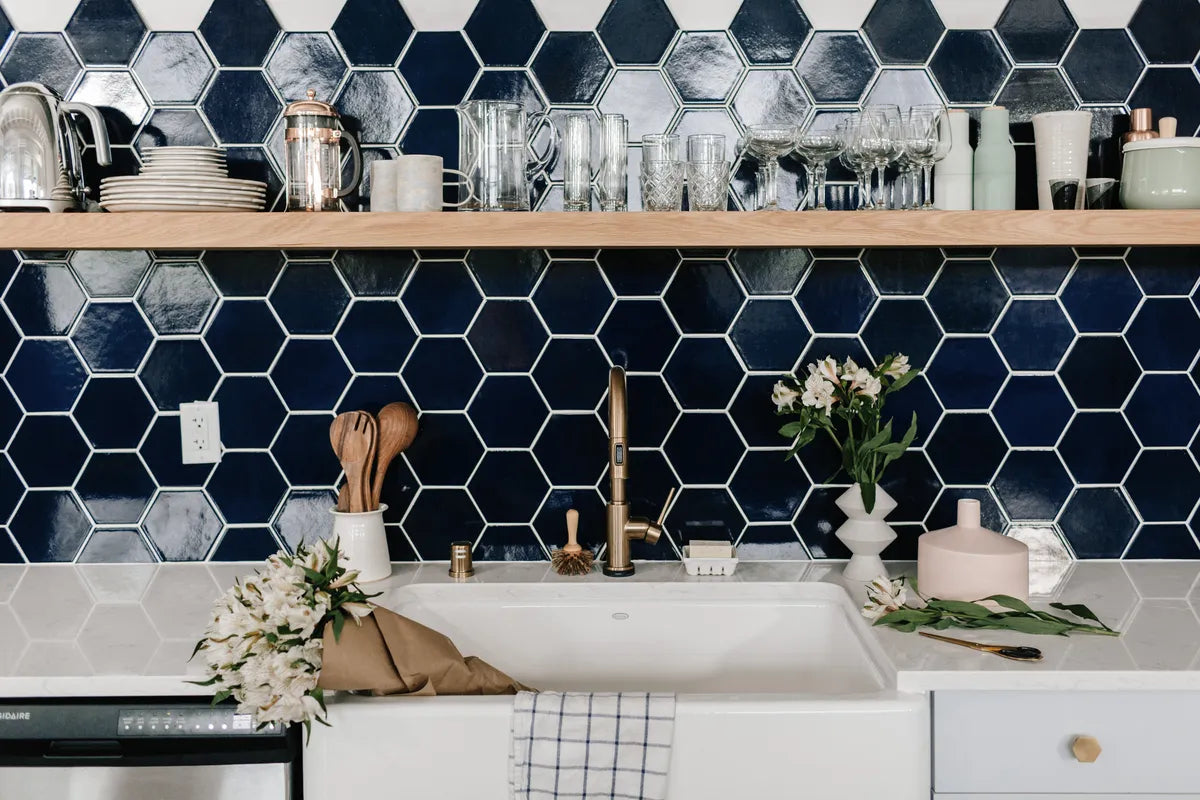 2017 Q1 Image Commercial Influencer Witdelight Studio Kitchen Backsplash Tile Hexagon 6 Navy Blue Full Edit