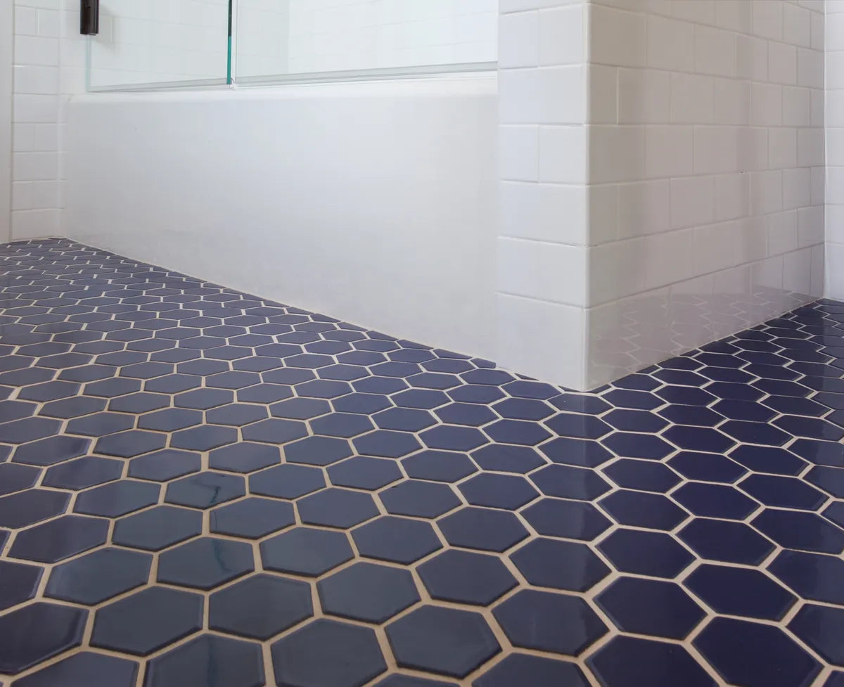 3 Hexagon  Bathroom  Floor  Lapis  Tile