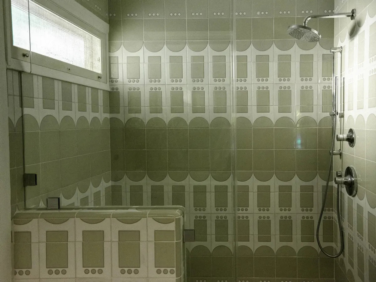 Art deco green wall countertop shower tile 21