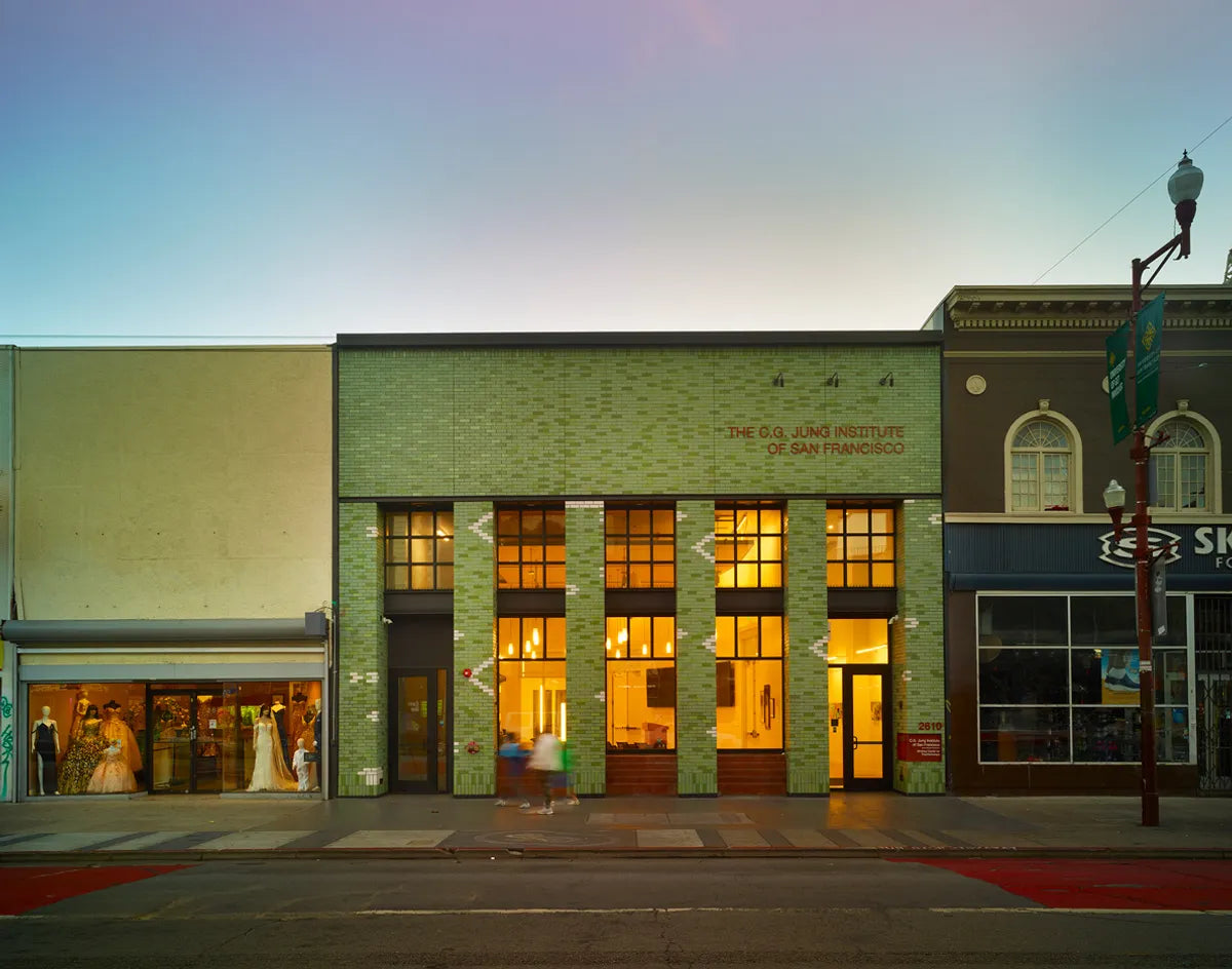Commercial exterior modern green white brick tile 4