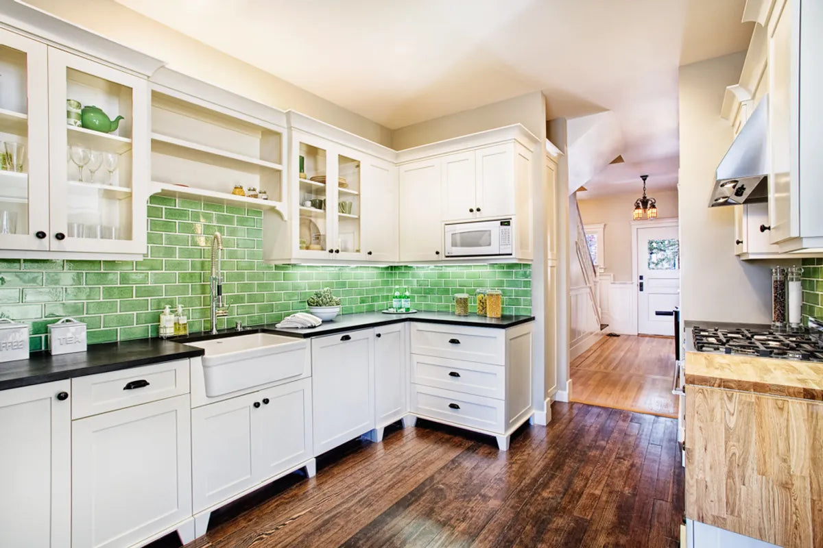 Eco Historical Homes  Greens  Kelp  Kitchen  Installation  Offset  Specialty  Recycled Body  Residential  Tile 3