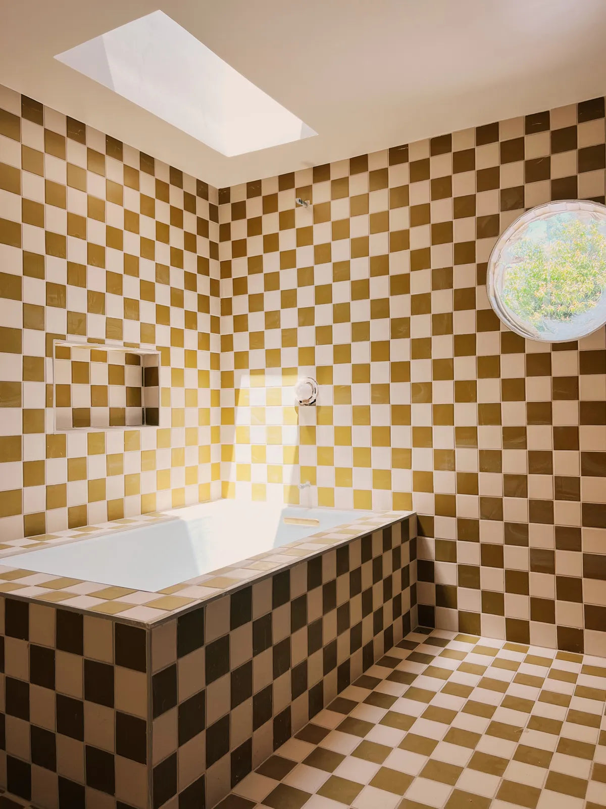 Eclectic square yellow white bathroom tile 8