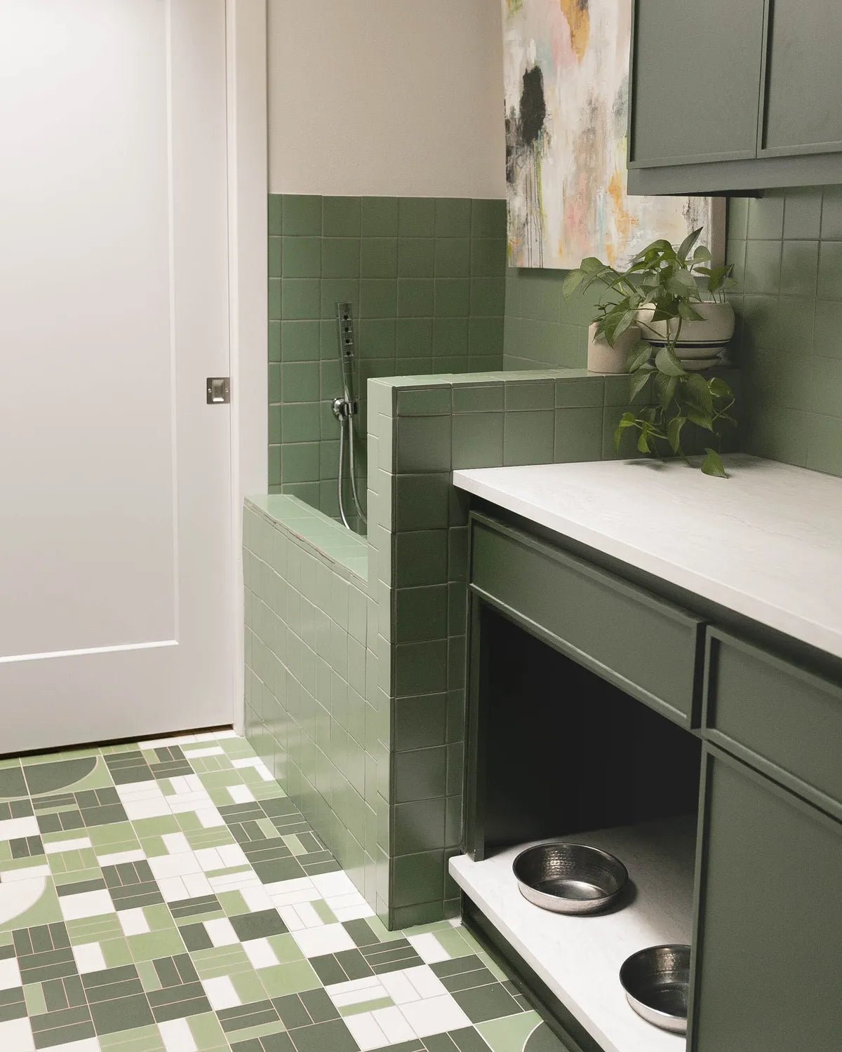 Modern green floor shower tub tile 2