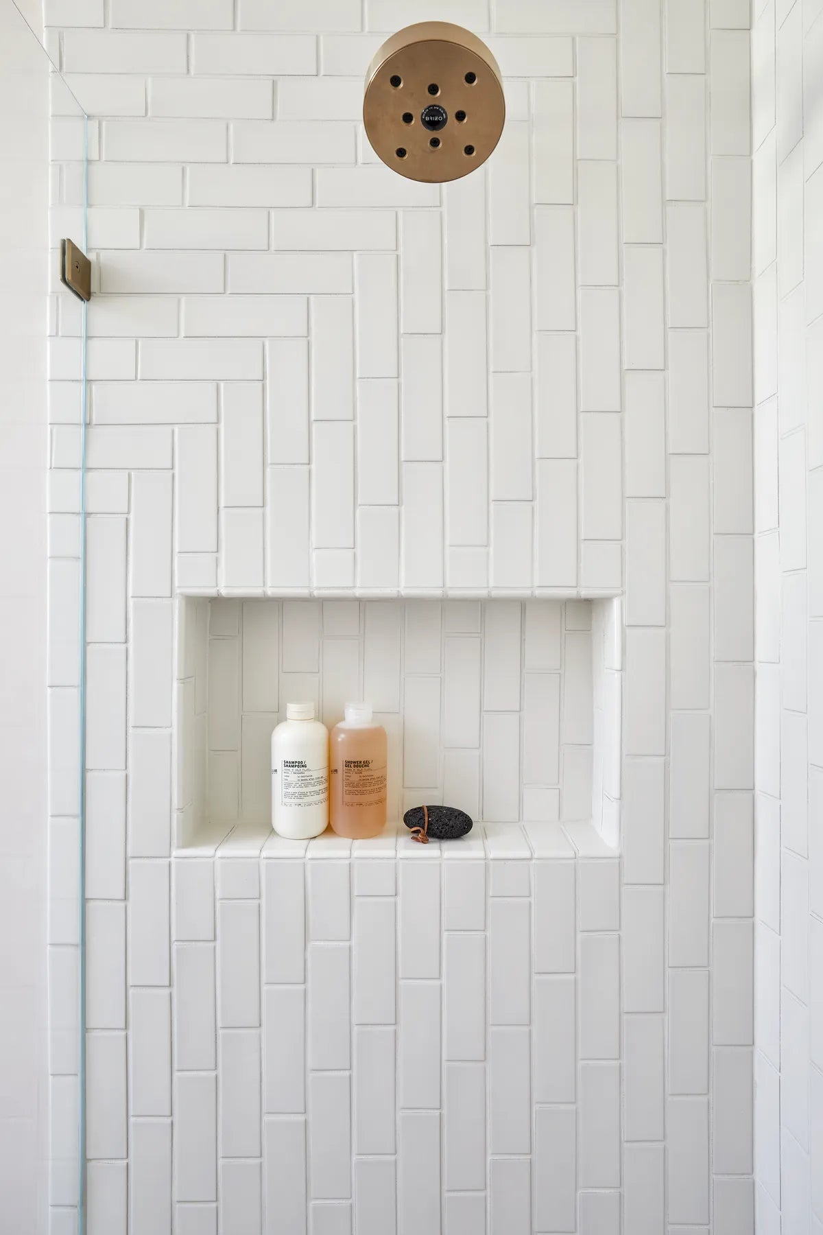 Modern white shower niche tile 1