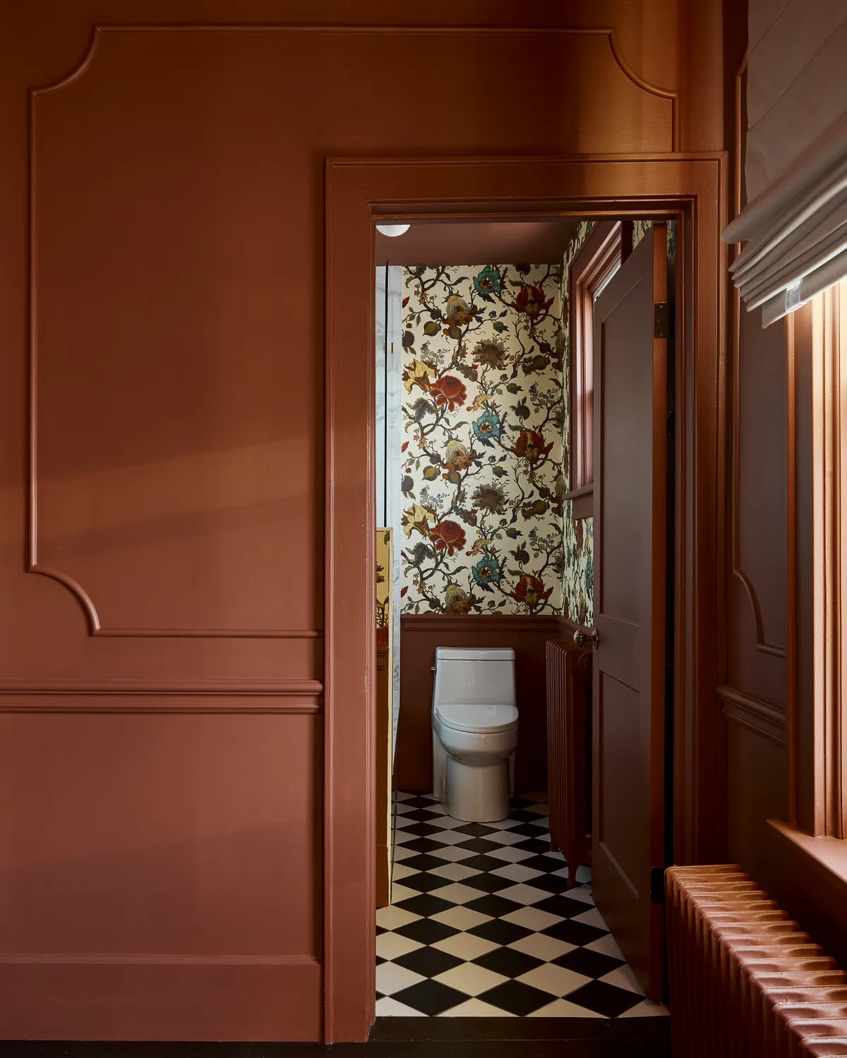 New traditional checkerboard floor red white tile 1