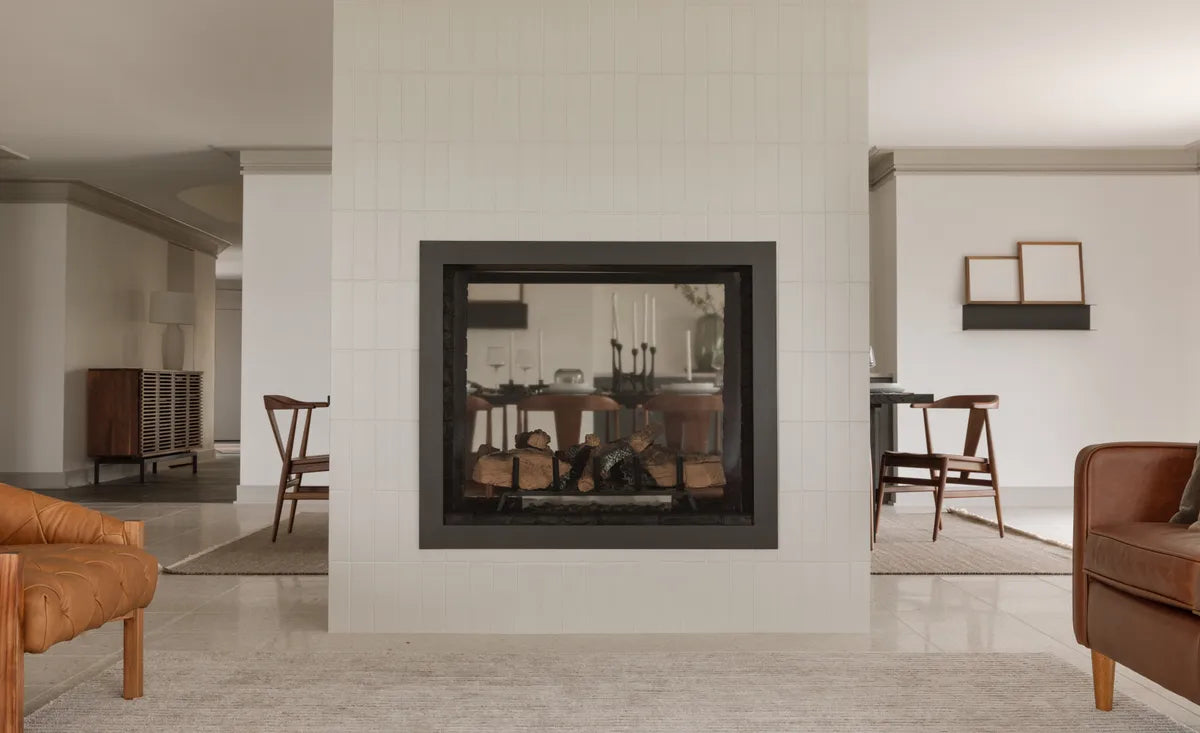 New traditional fireplace subway white tile 2