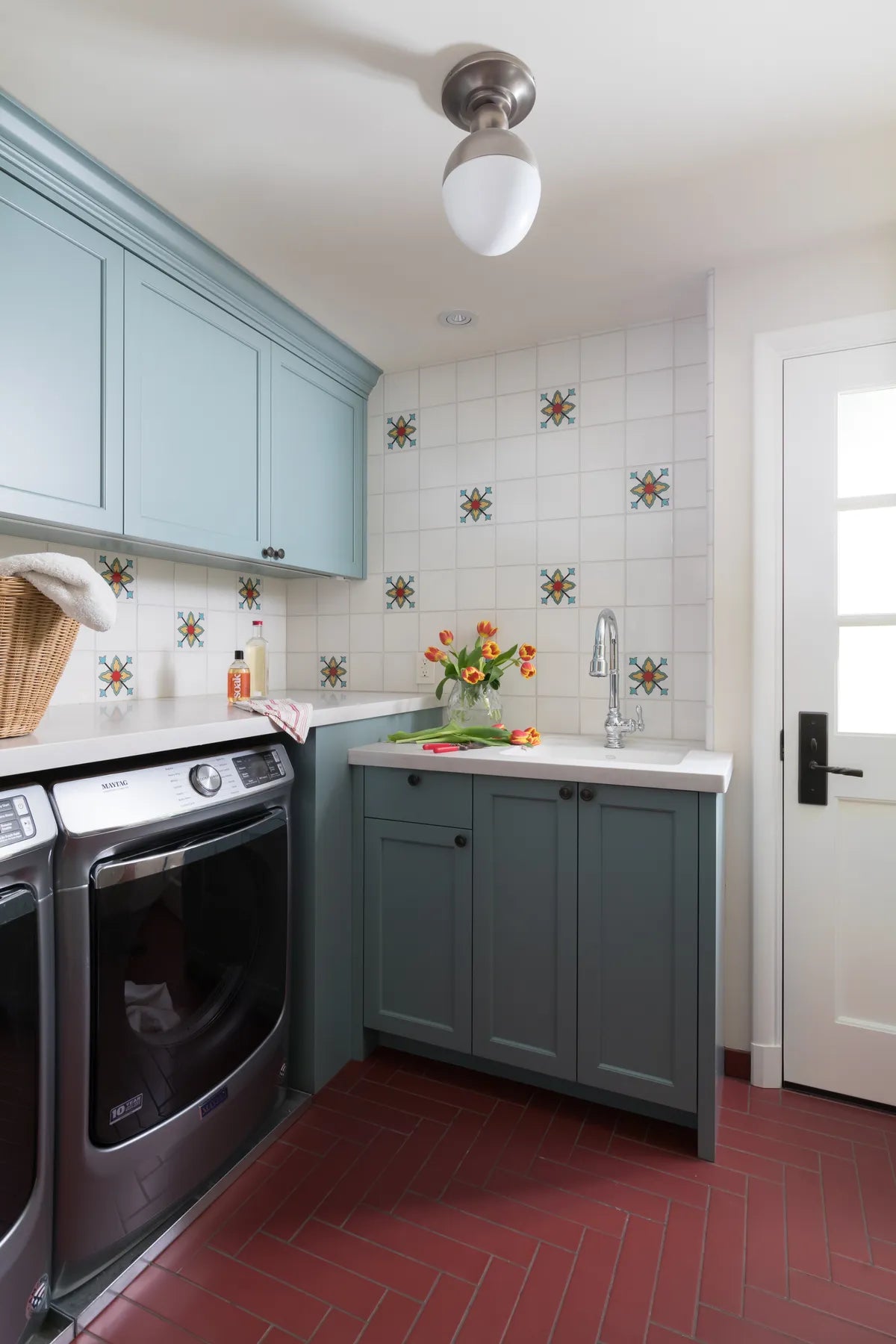 New traditional laundry room subway floor tile handpainted wall tile