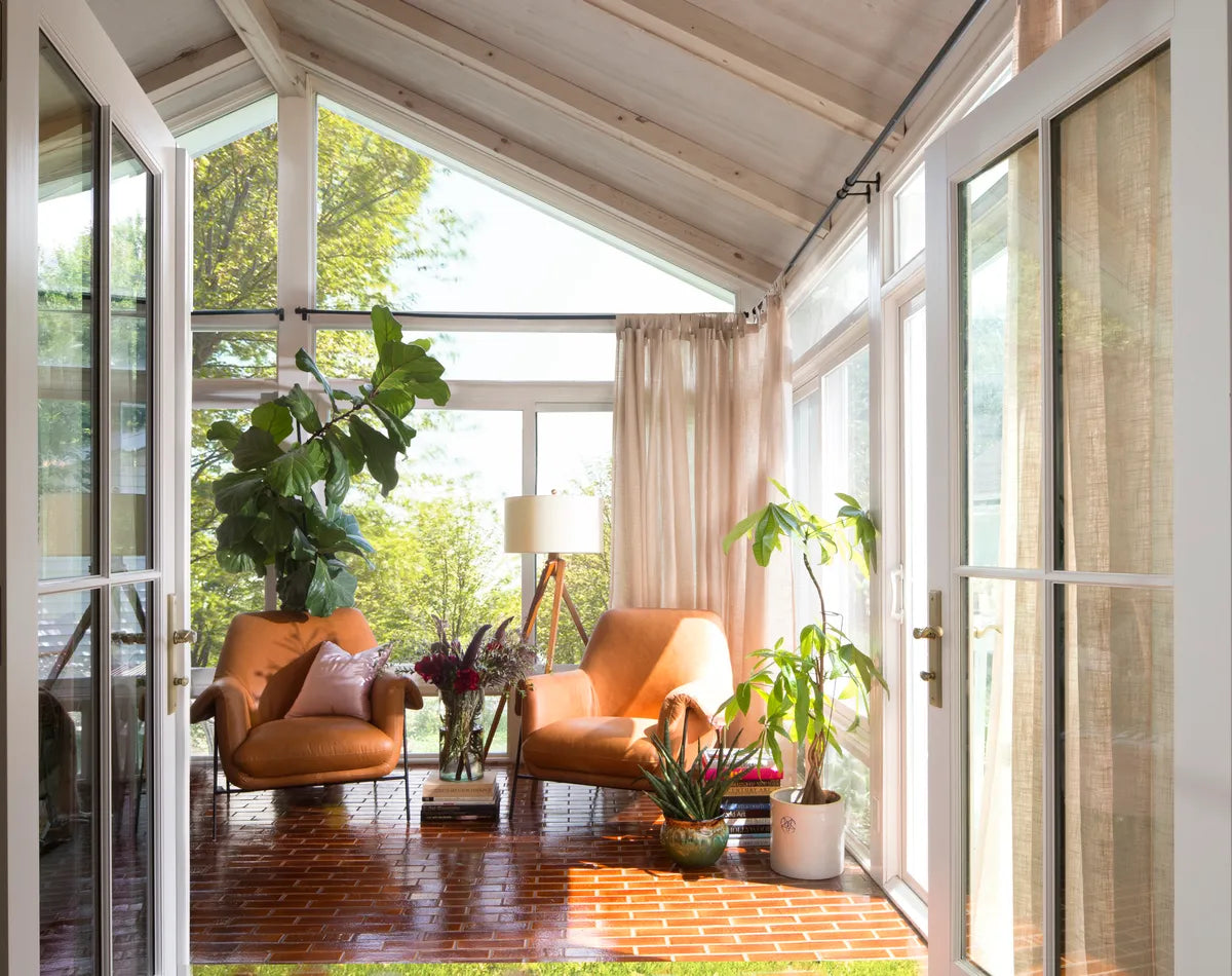 New traditional sunroom brick floor tile 1