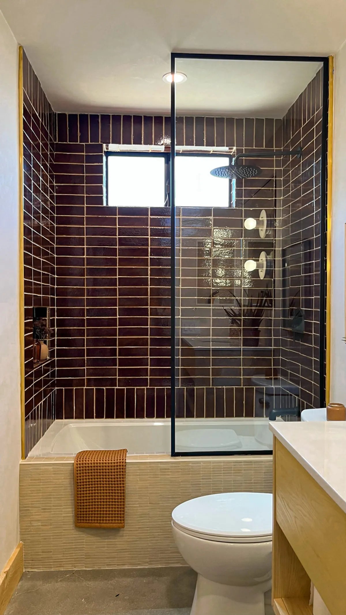 Desert modern shower brick tile