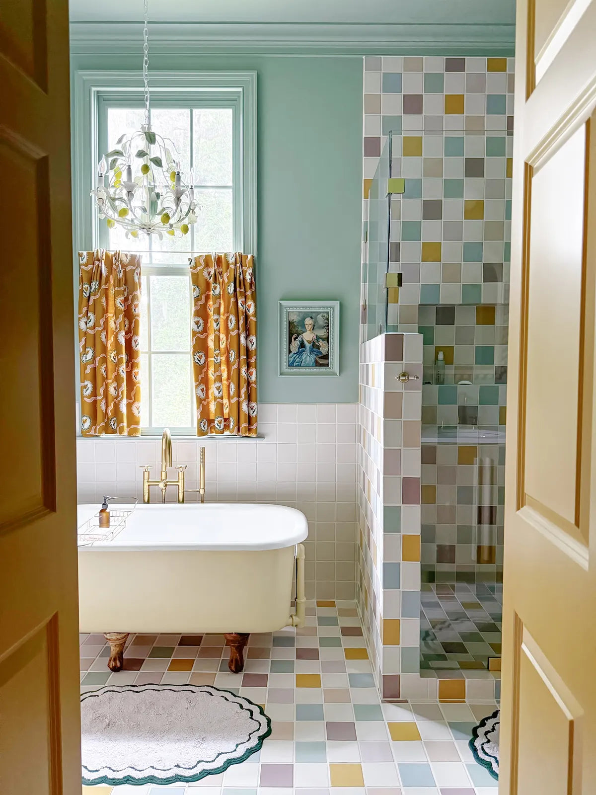 Ecclectic bright square bathroom shower tile 4