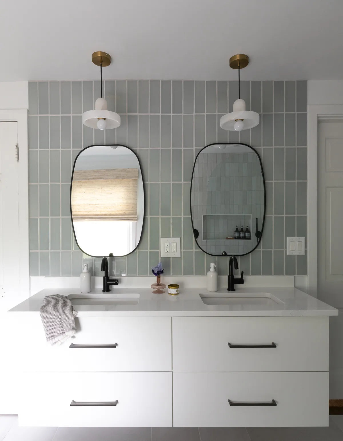 Modern blue subway backsplash tile 1