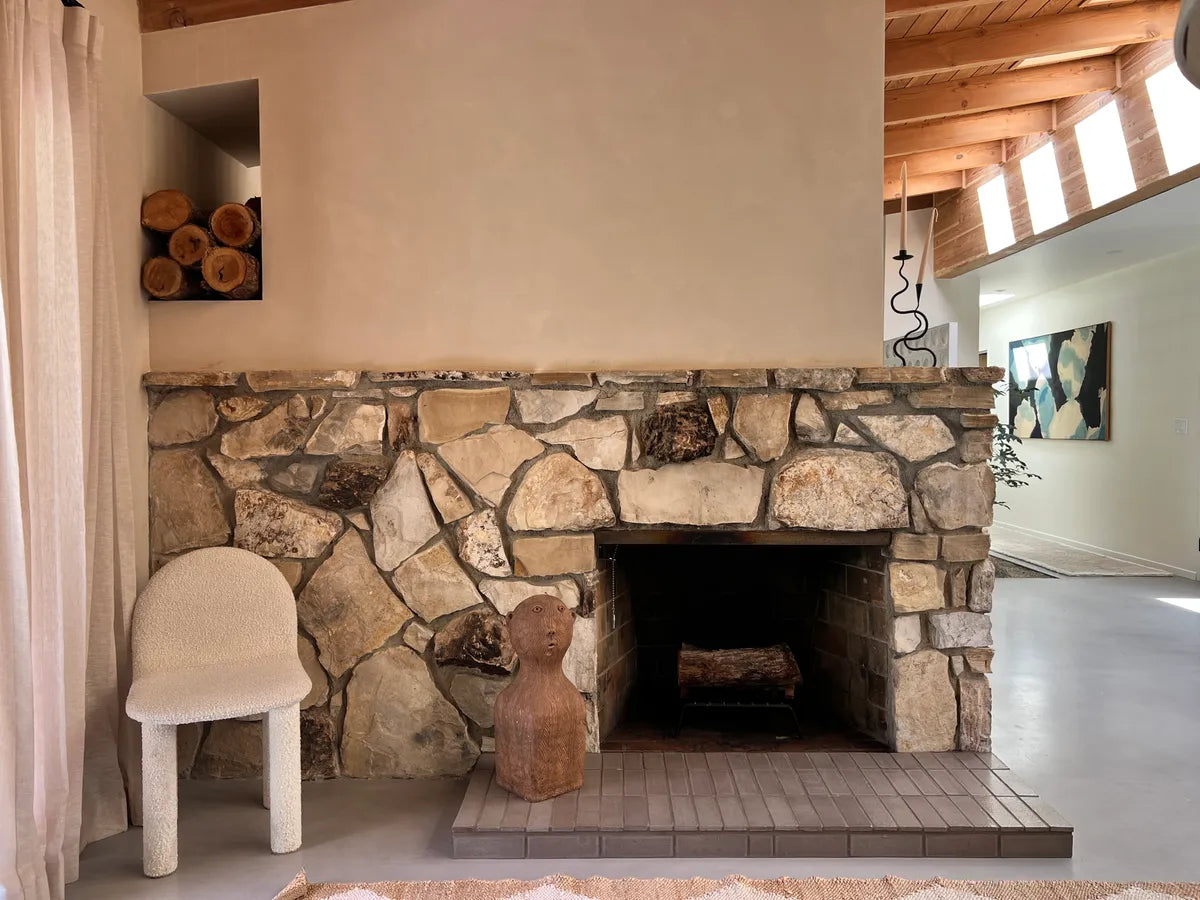Modern brown brick subway fireplace 2