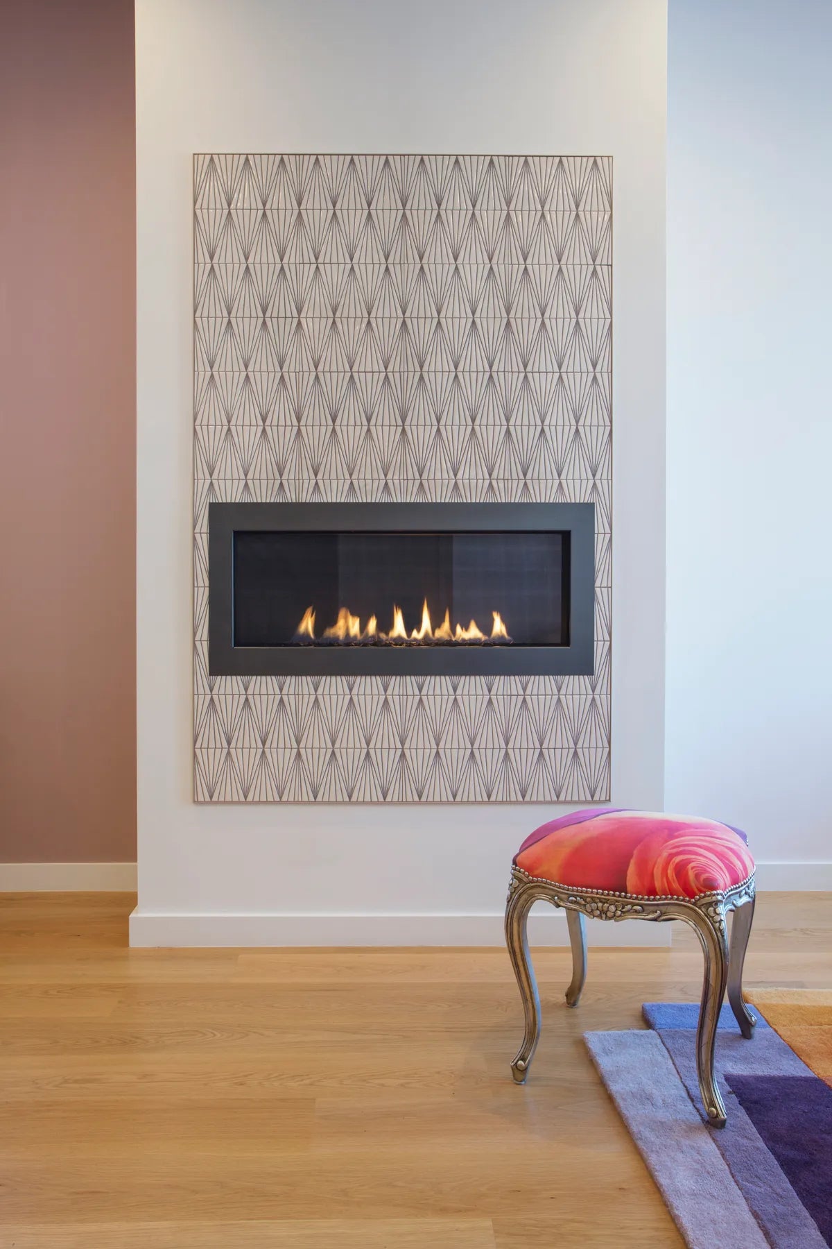 Modern handpainted white fireplace tile 1