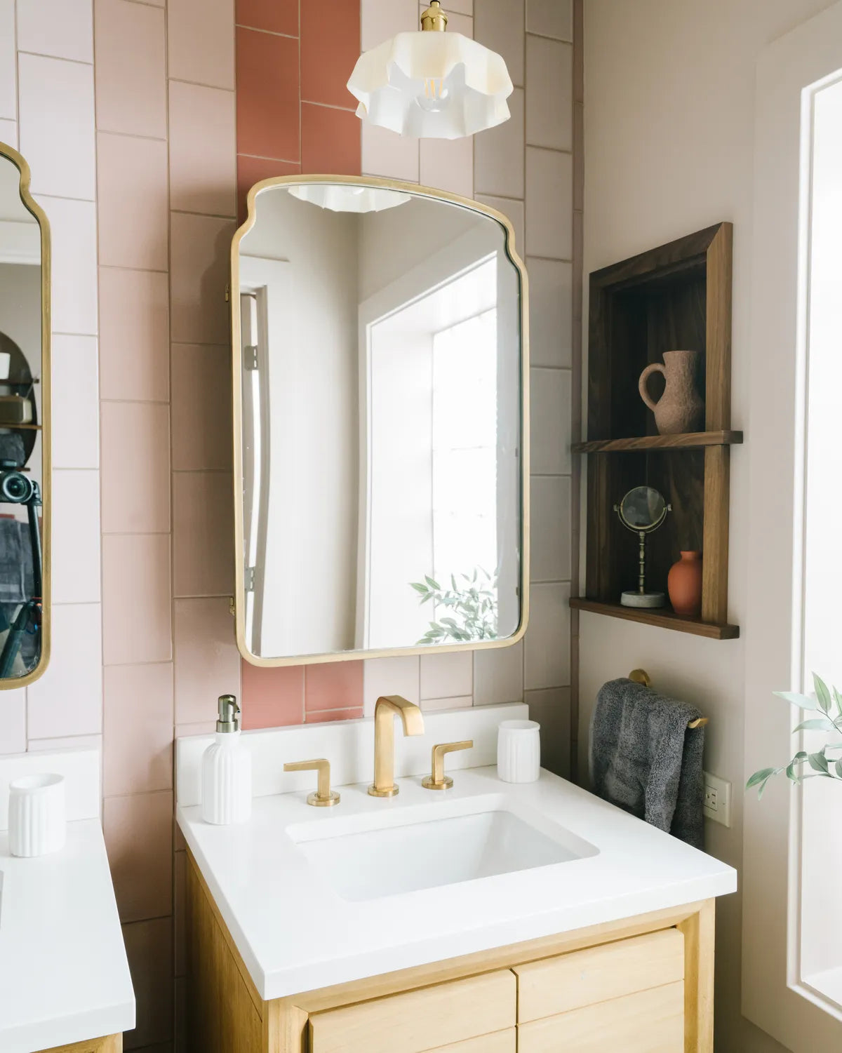 Modern striped pink warm subway tile 2