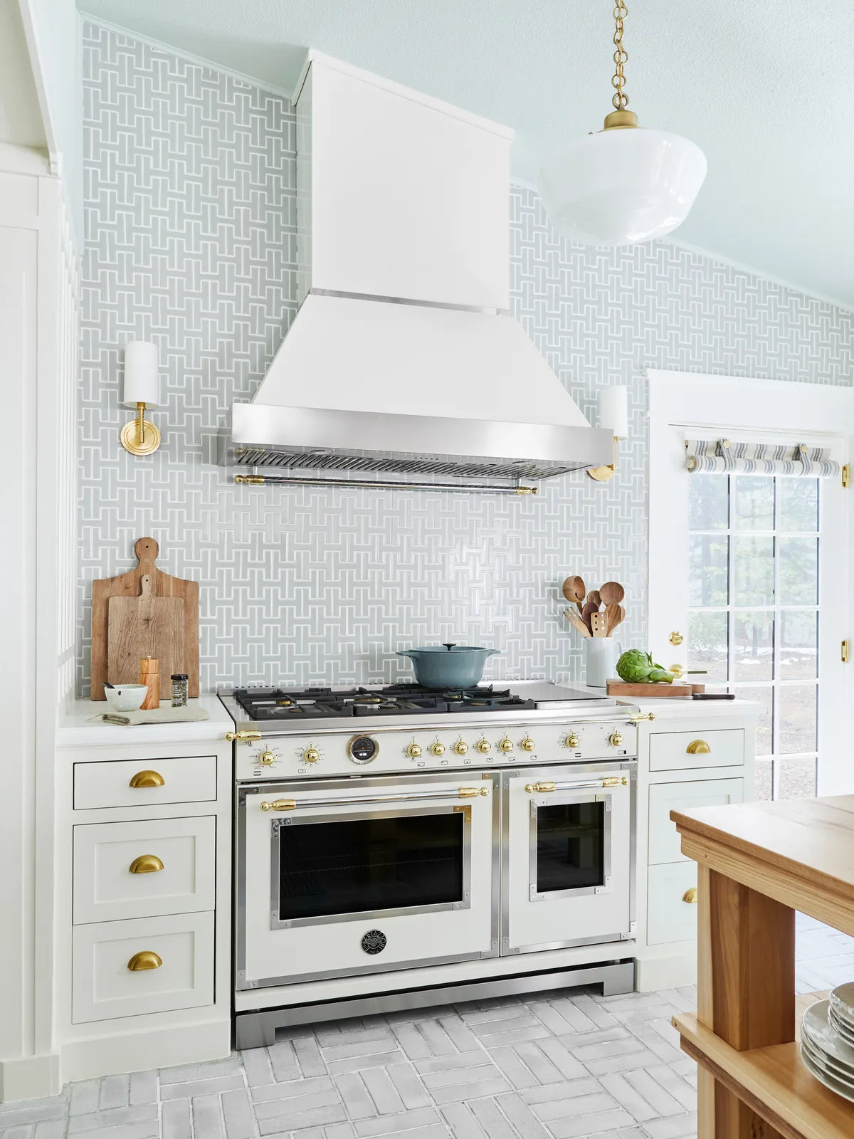 Modern white grey kitchen backsplash tile white brick floor tile 8
