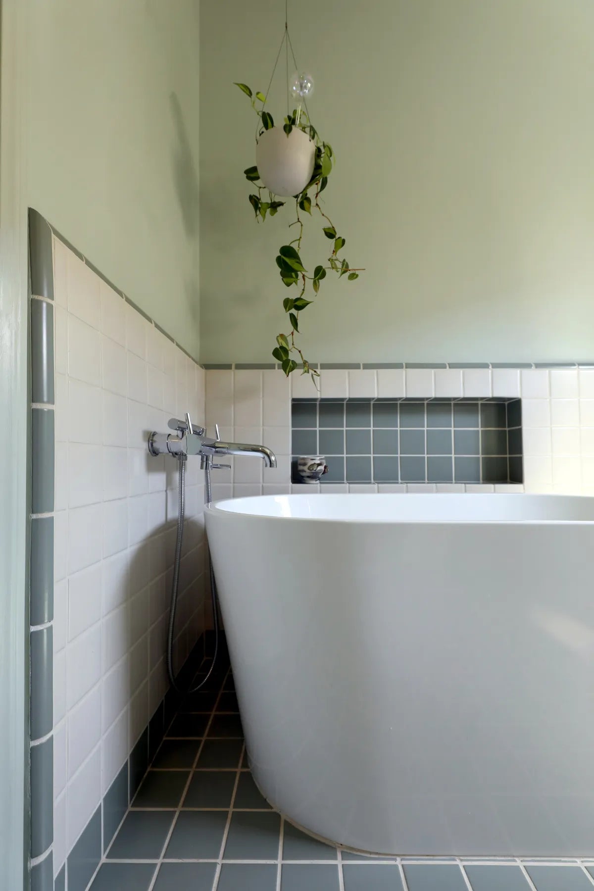 Modern traditional square white green bathroom tile 3